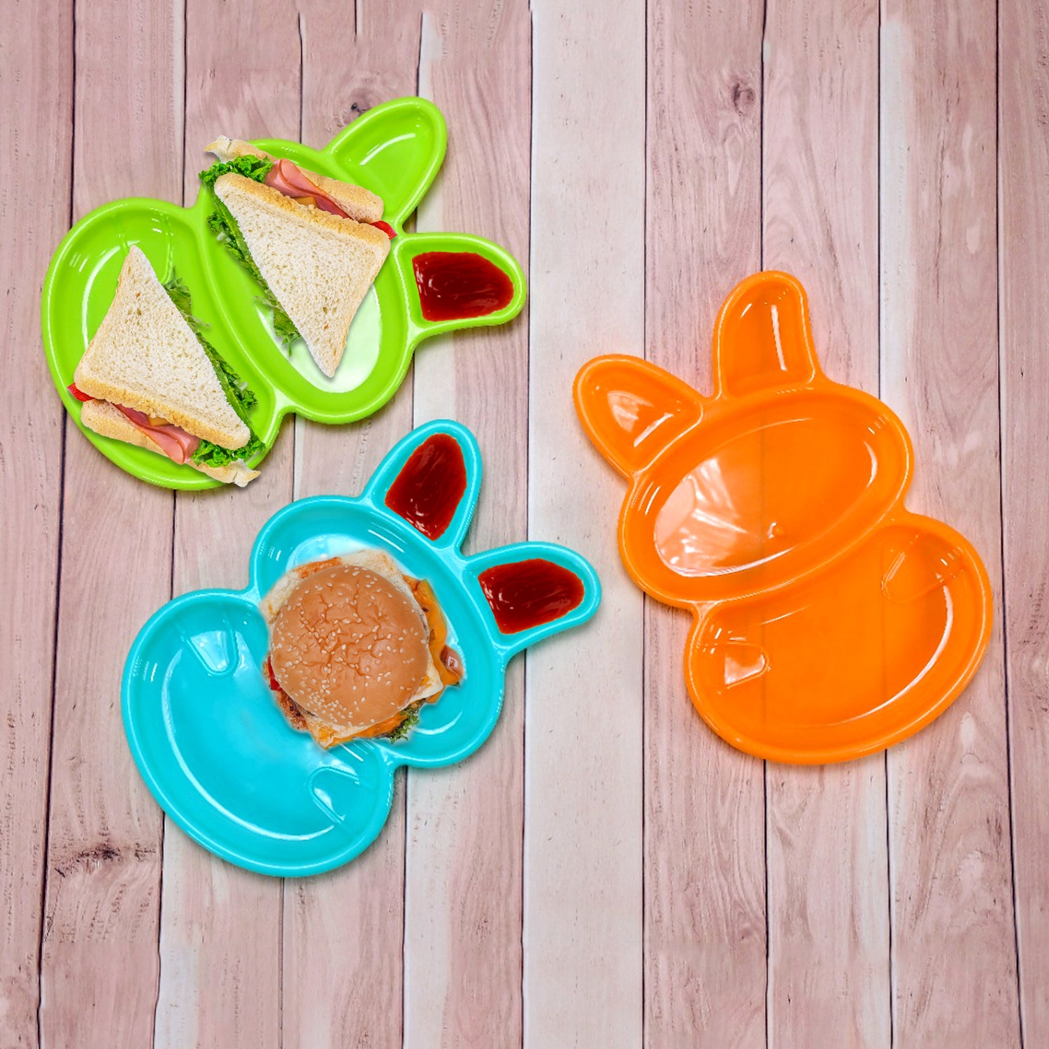 rabbit shape dish pack of 6 for kids multicolor plastic