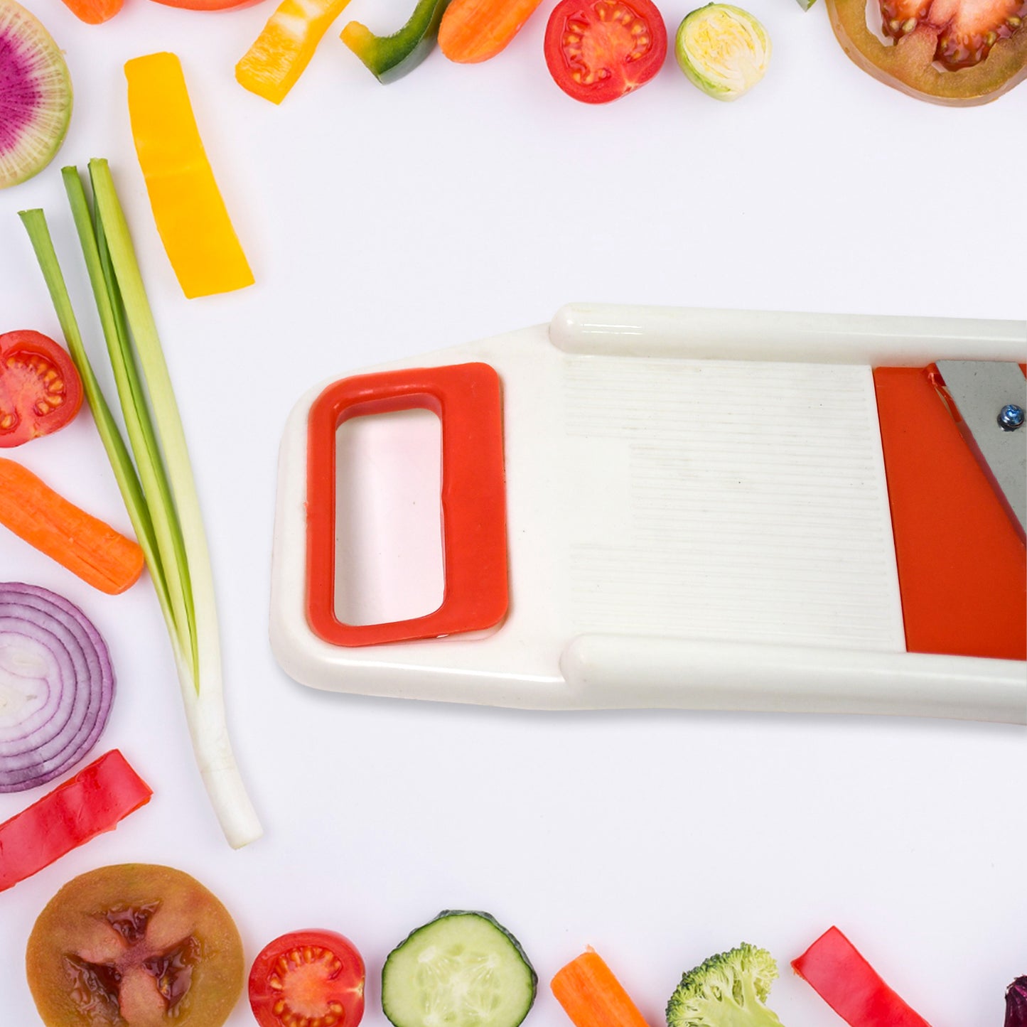 vegetables slicer 28 cm plastic and stainless steel with 6 attachments