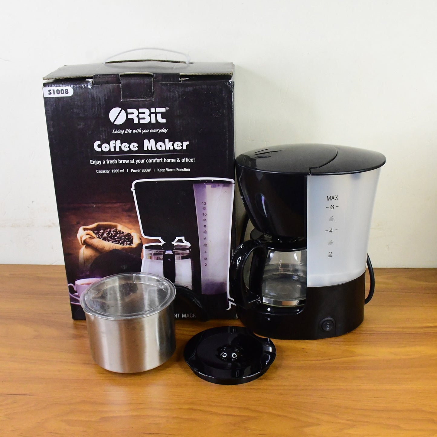 automatic drip coffee maker with 1200ml capacity glass carafe