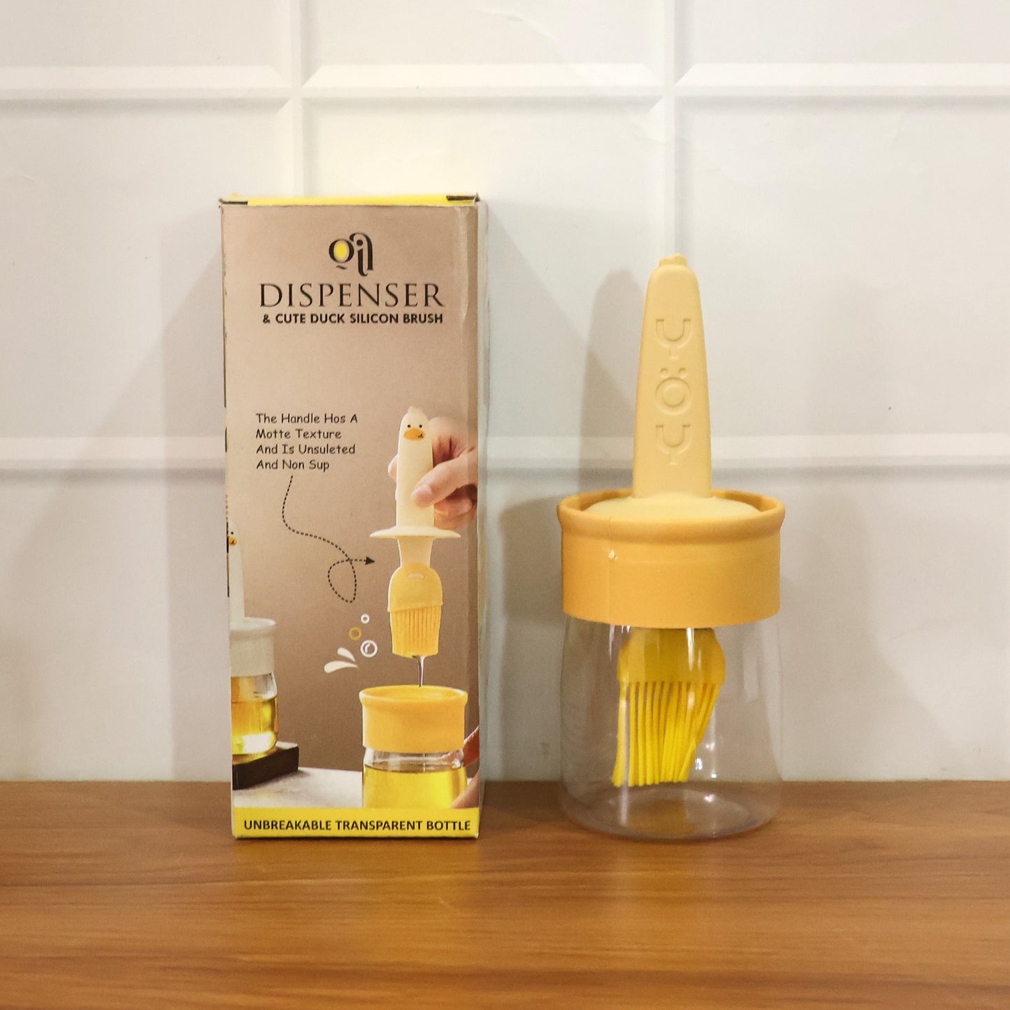 2-in-1 oil dispenser bottle with integrated brush