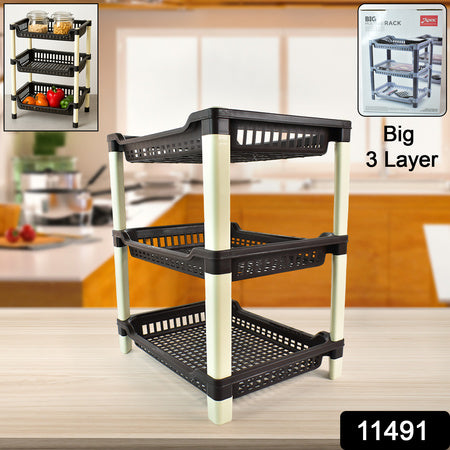 multi use plastic storage rack 3-tier with ventilated shelves