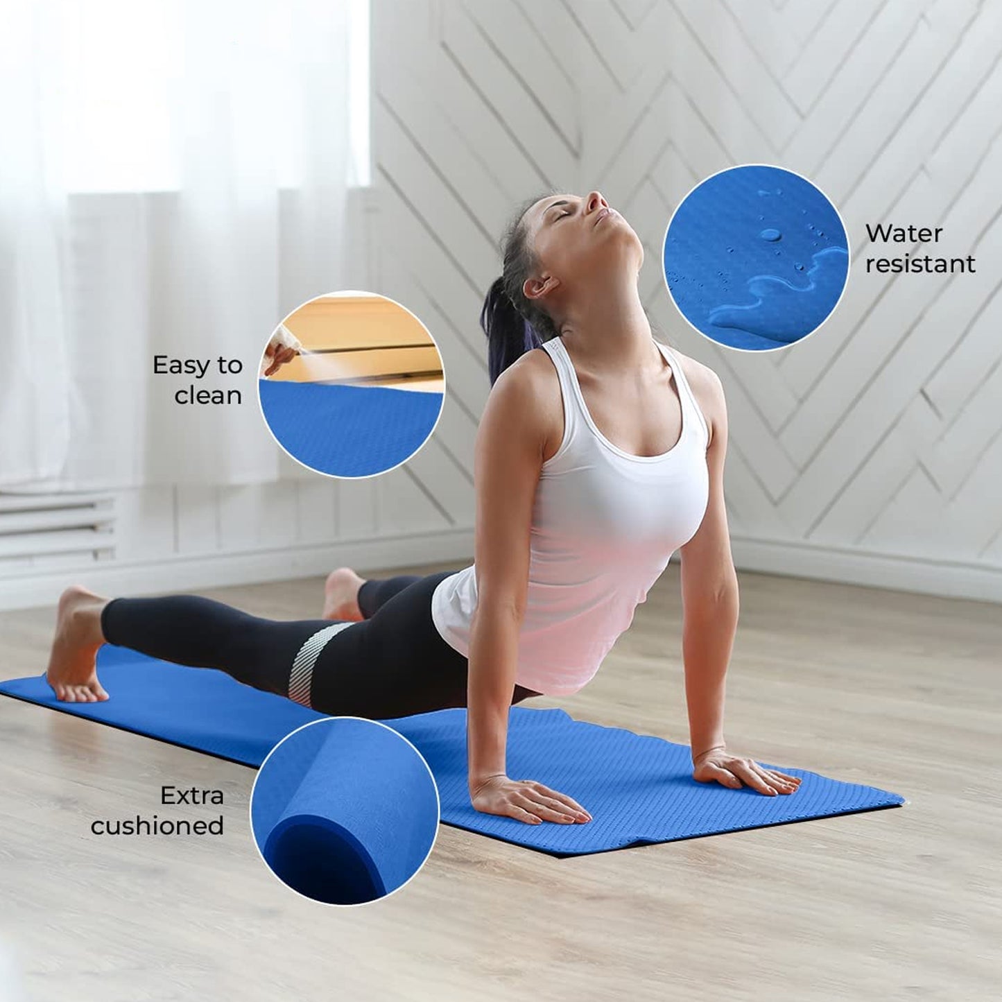 blue eva foam non-slip yoga mat 183x61 cm pack of 1