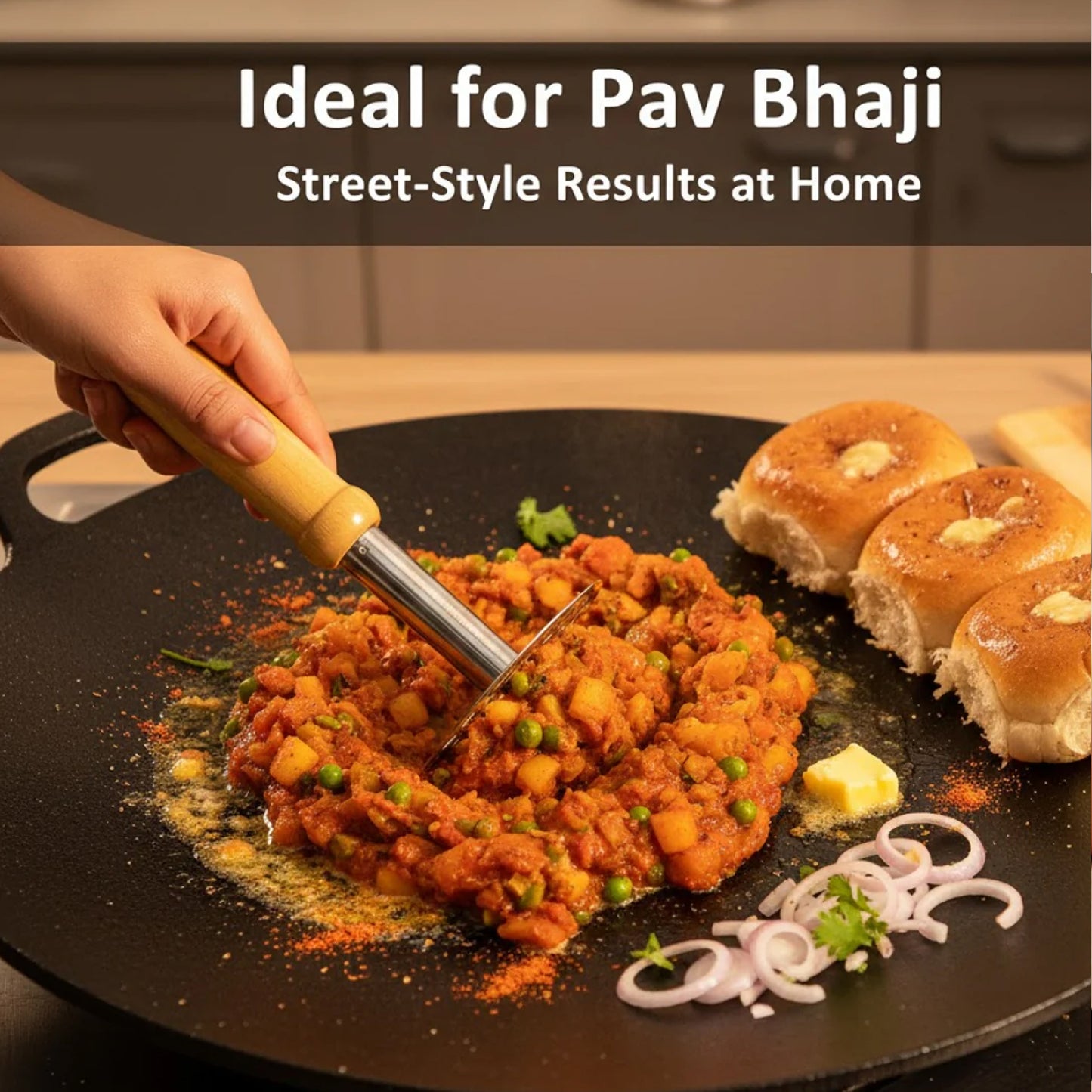 stainless steel whisk and pav bhaji masher combo pack of 2