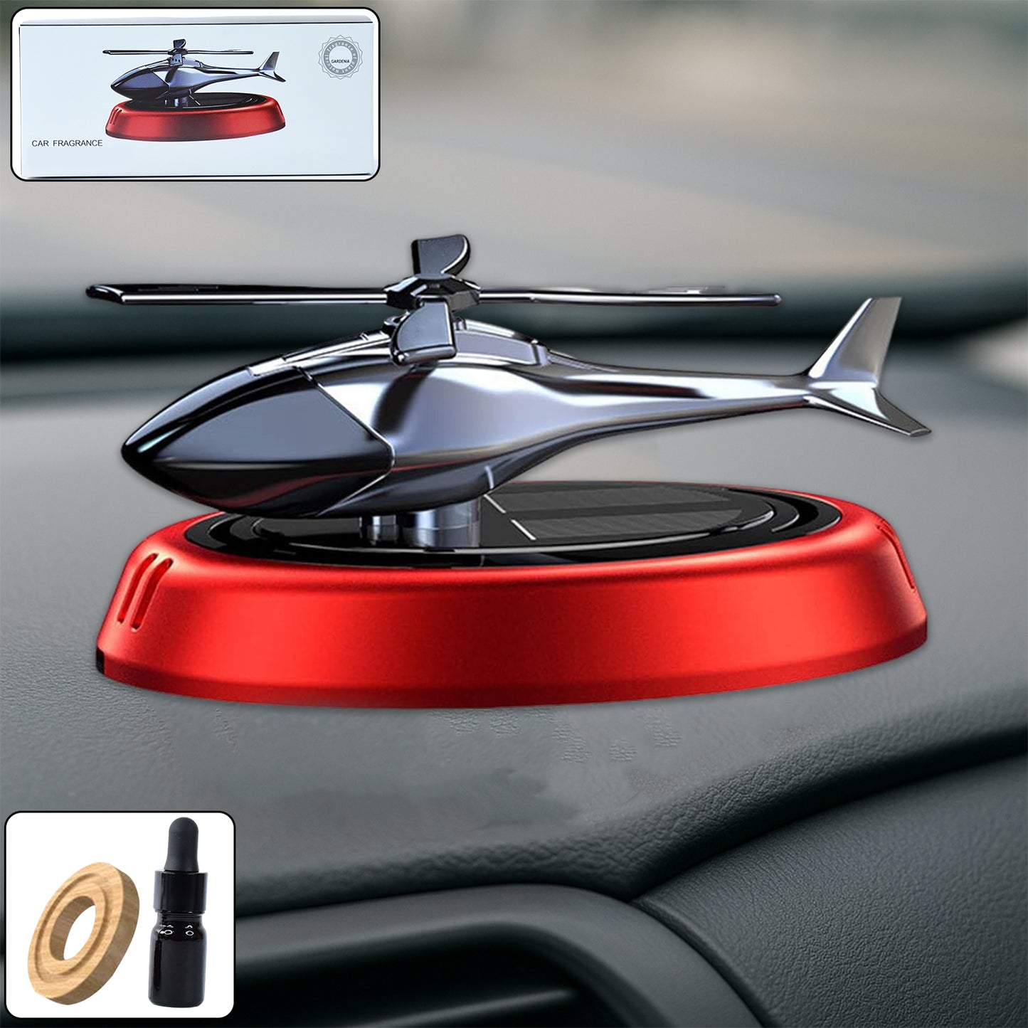 alloy and plastic solar-powered rotating helicopter car air freshener pack of 1