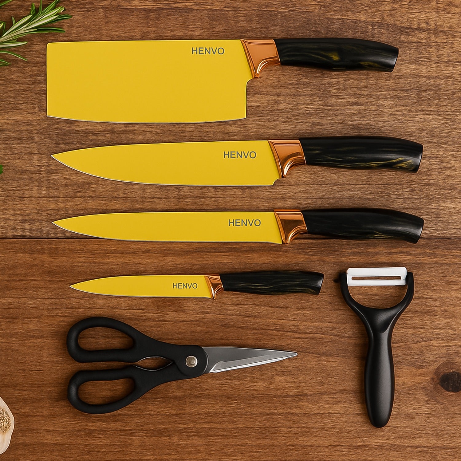 kitchen knife set pack of 6 with stainless steel blades and ergonomic handles