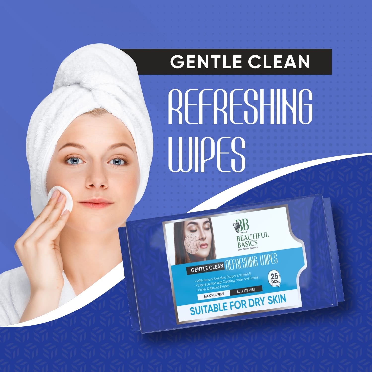 alcohol-free moisturizing wet wipes for face 25 wipes pack
