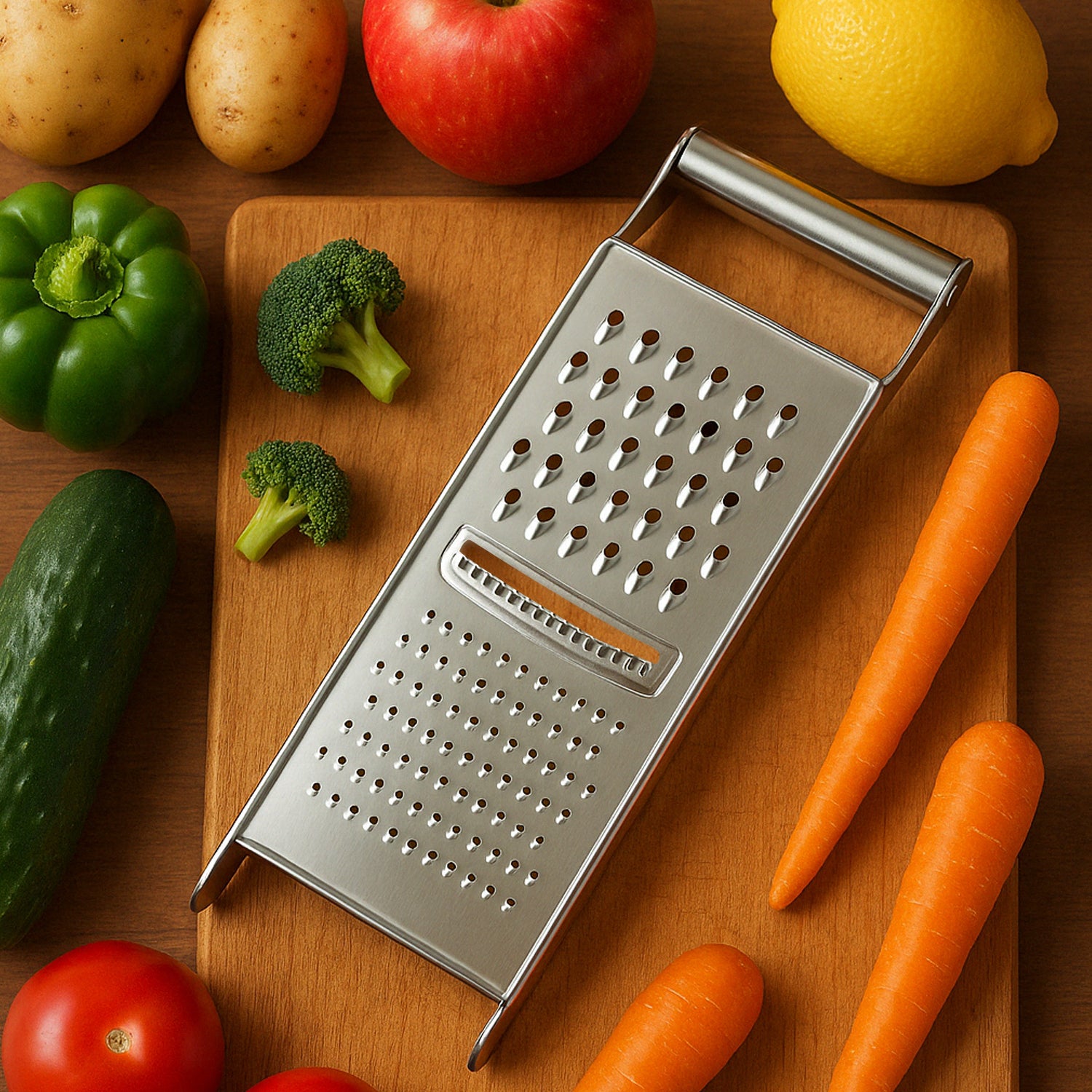 stainless steel grater slicer 3-in-1 kitchen tool compact design