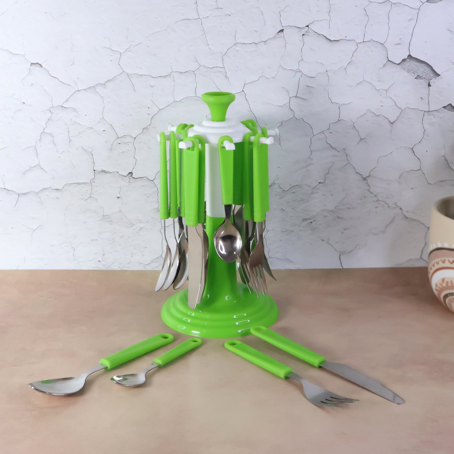 stainless steel cutlery set with stand pack of 24