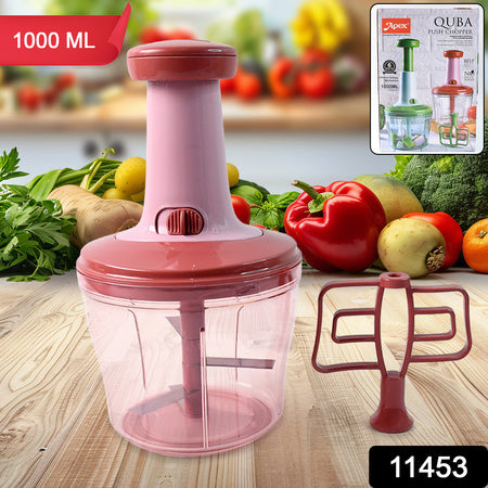 push chopper with 1000ml capacity and stainless steel blades