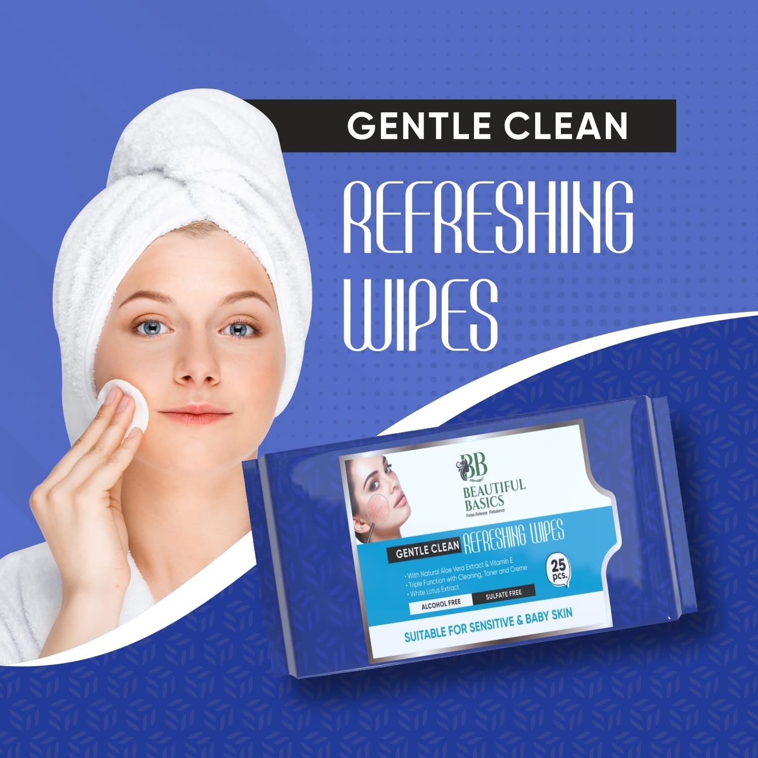 soft non-woven fabric wet wipes for face 25 wipes pack