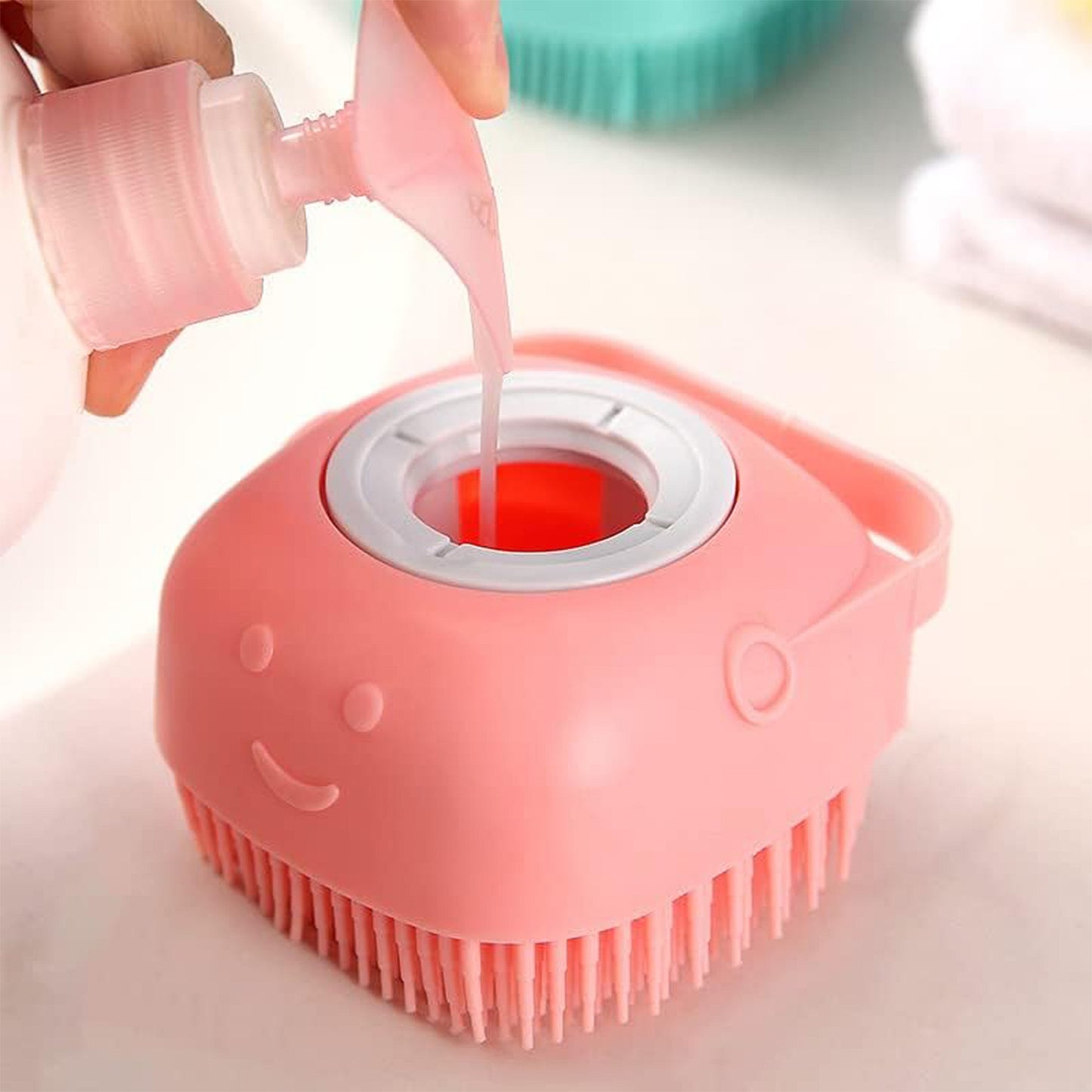 silicone bath body brush with built-in soap dispenser pack of 1