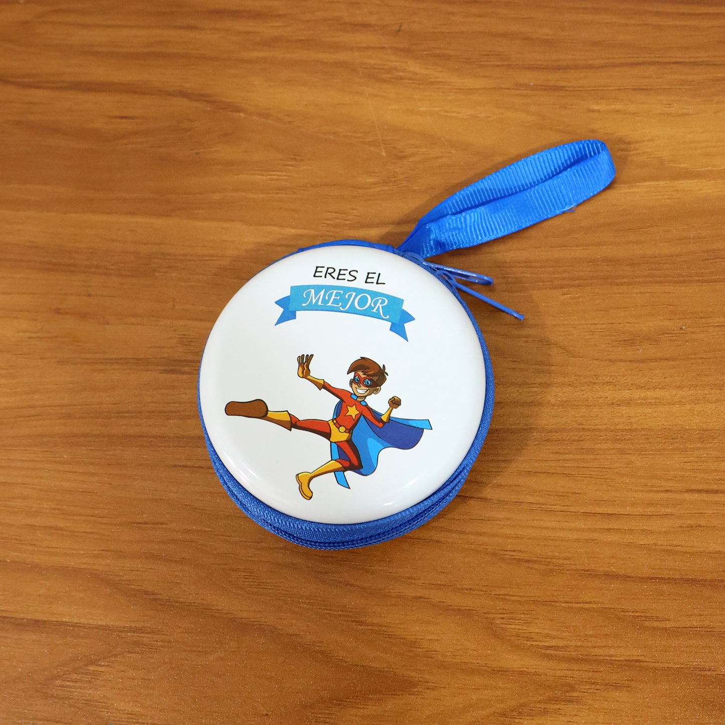 wired in-ear earphone with cartoon superhero round zipper case pack of 1