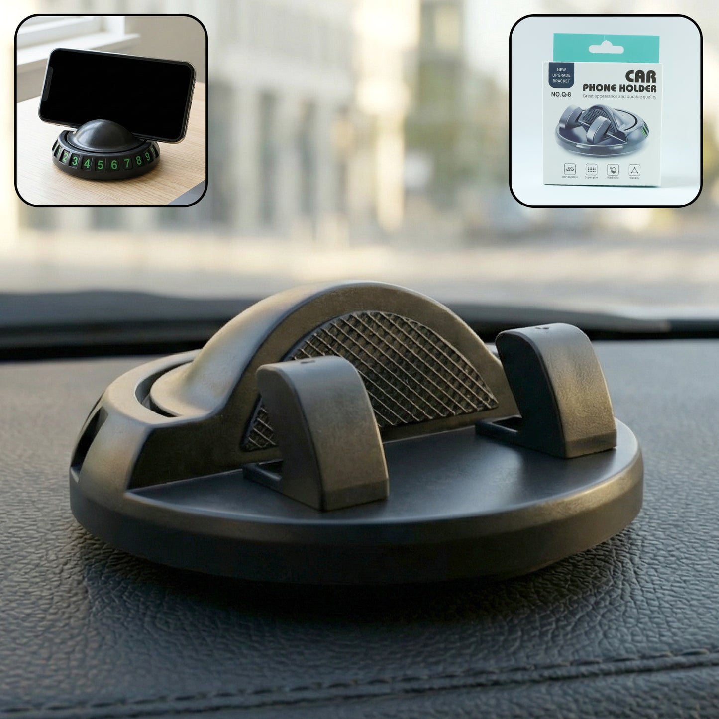 360 Rotating Anti-slip Car Dashboard Mobile Phone Holder (1 Pc)