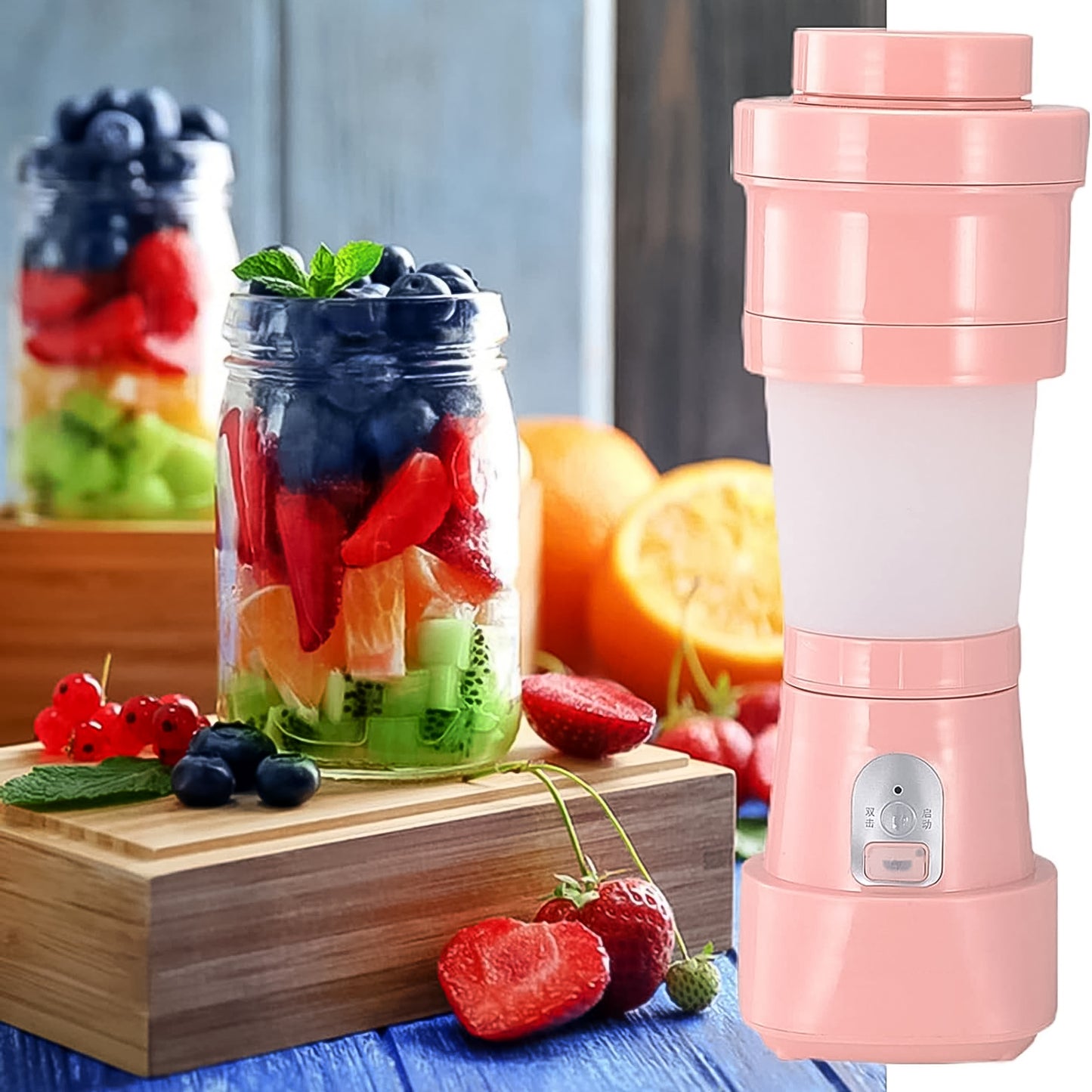 foldable electric juicer portable blender stainless steel 500 ml