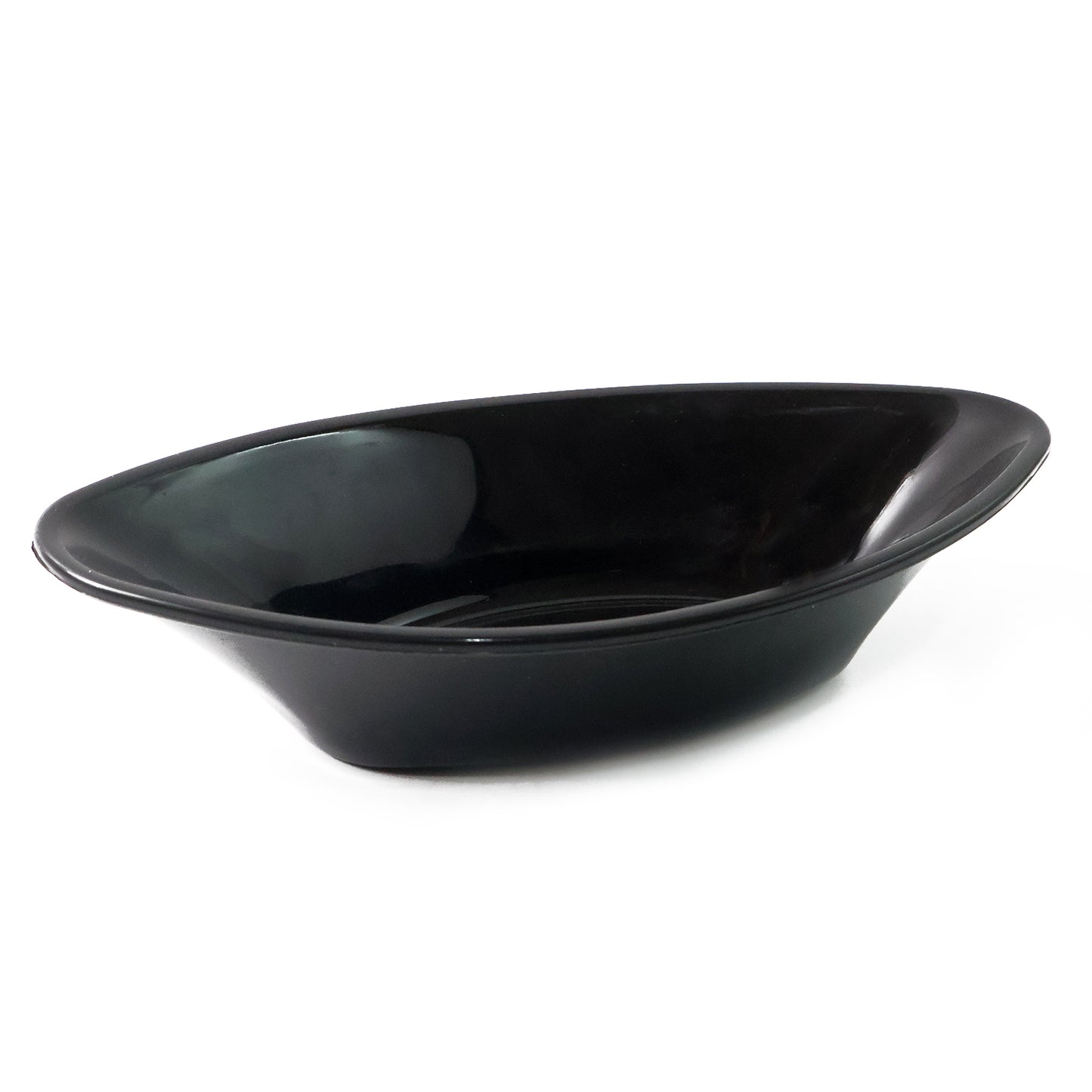 black oval plastic serving bowl 22 cm for salads and snacks