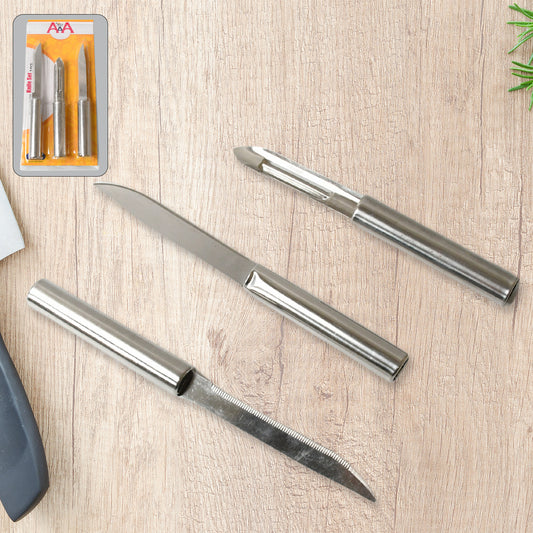 multipurpose sharp cutting knife pack of 3 for fruit and vegetable chopping stainless steel