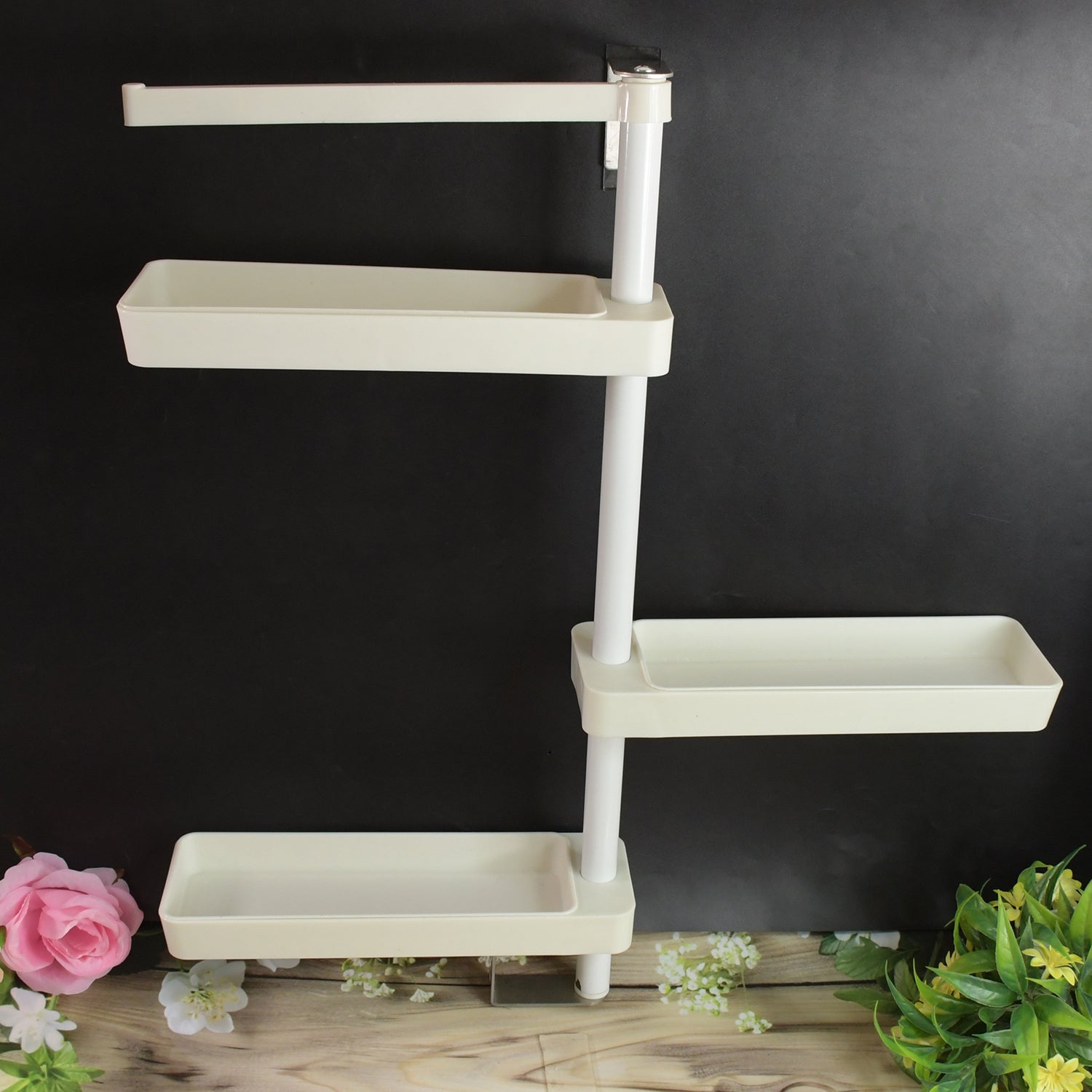 rotating shelf storage rack plastic steel 56 cm kitchen organization