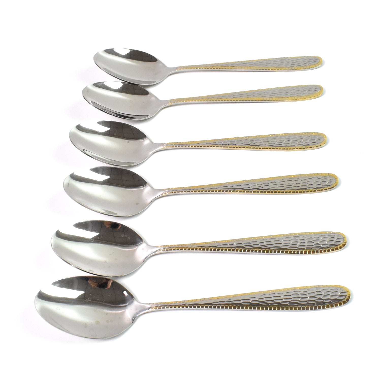 stainless steel spoons 20 cm with gold plated handle pack of 6