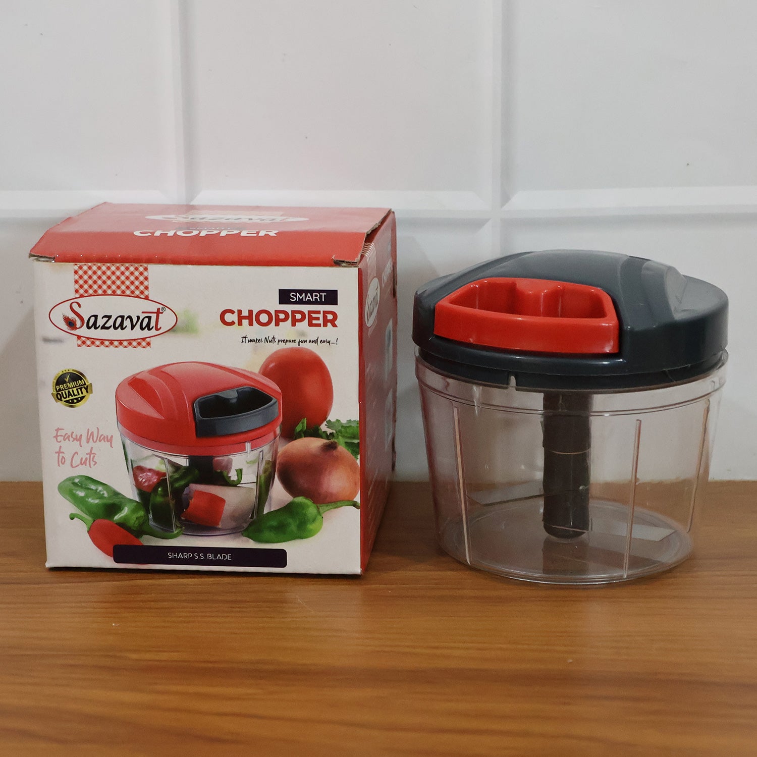 manual hand-press vegetable chopper compact size 11 cm
