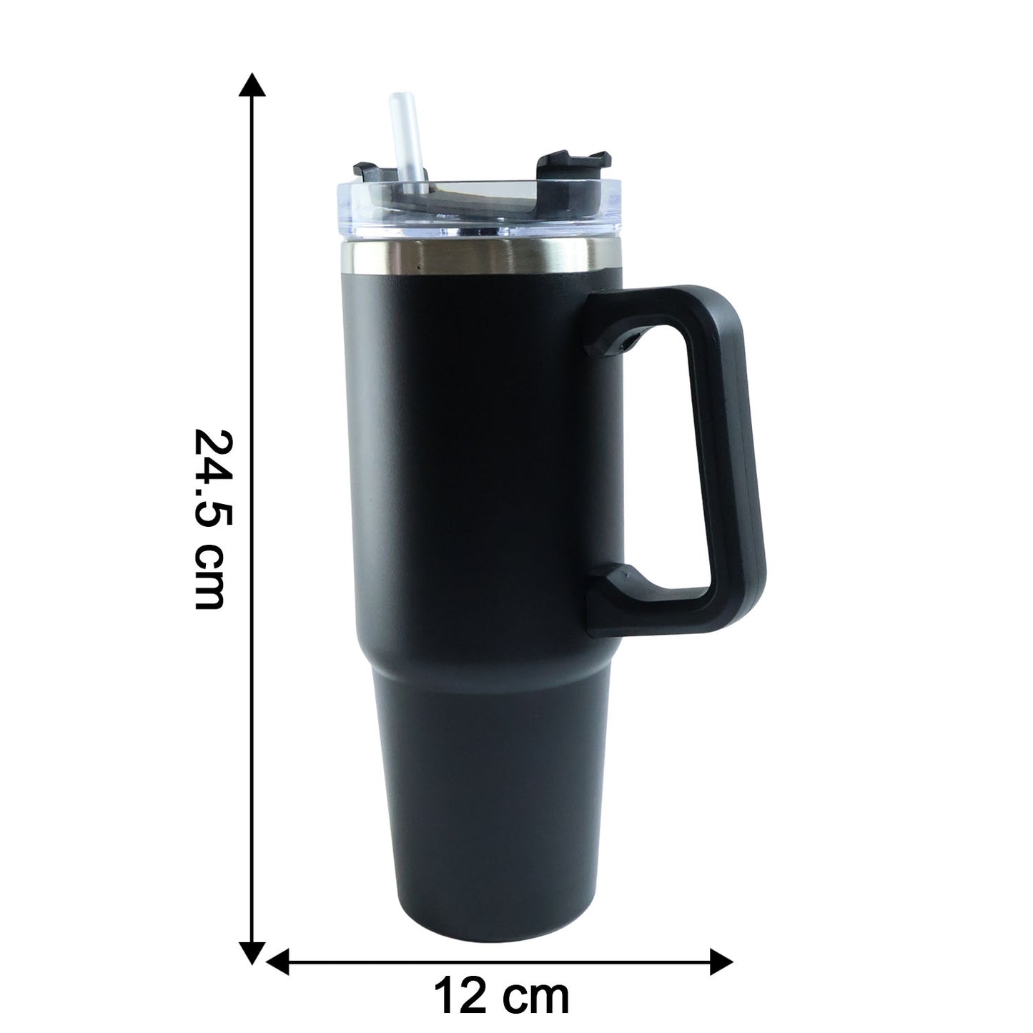 890 Ml Large Capacity Insulated Travel Mug Black Color (1 Pc)