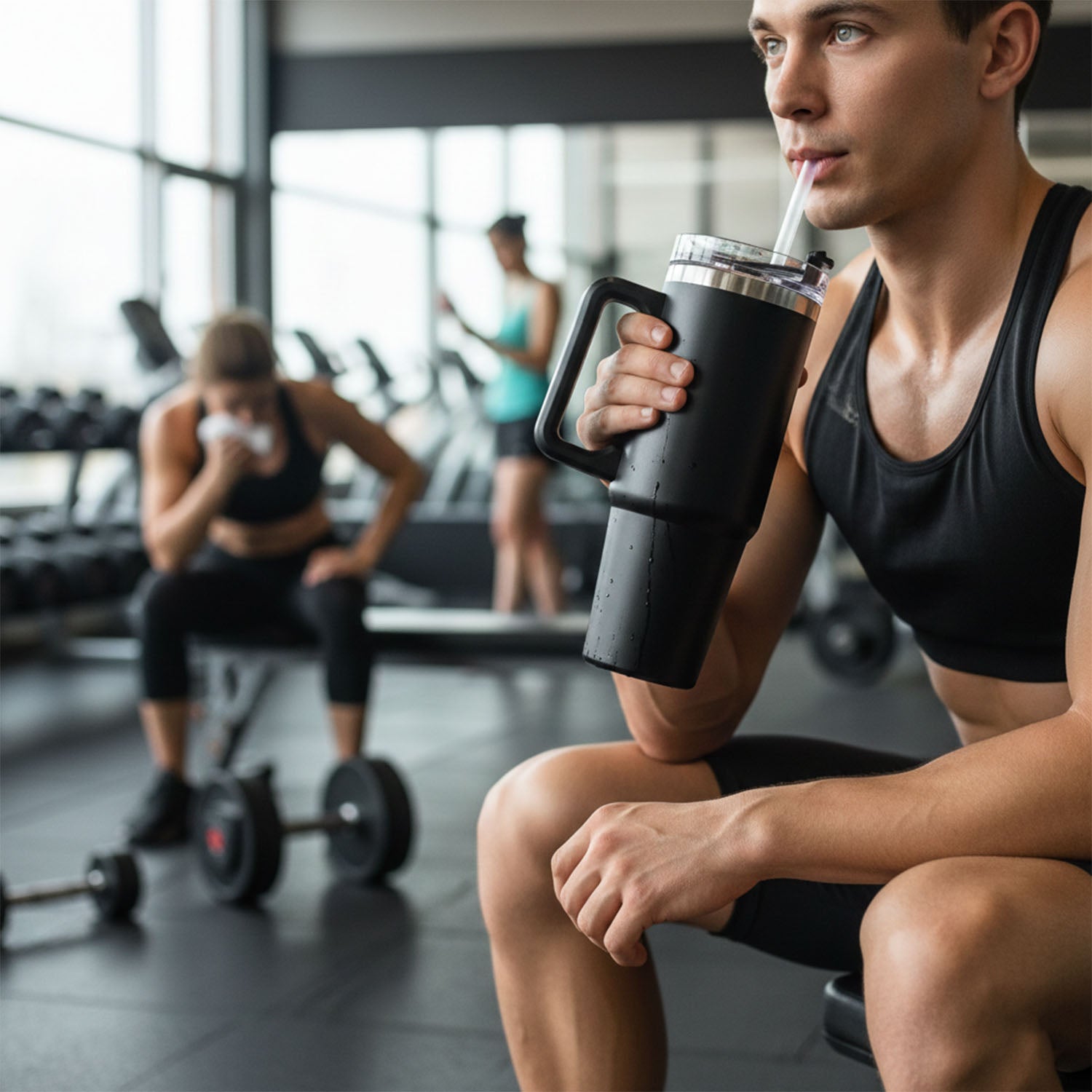 890 Ml Large Capacity Insulated Travel Mug Black Color (1 Pc)