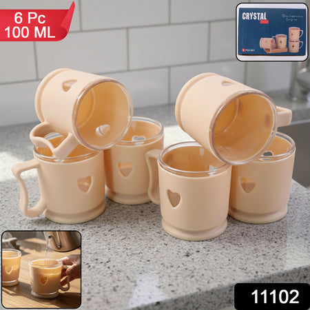 mini tea coffee mug set 100ml heart-cut design pack of 6