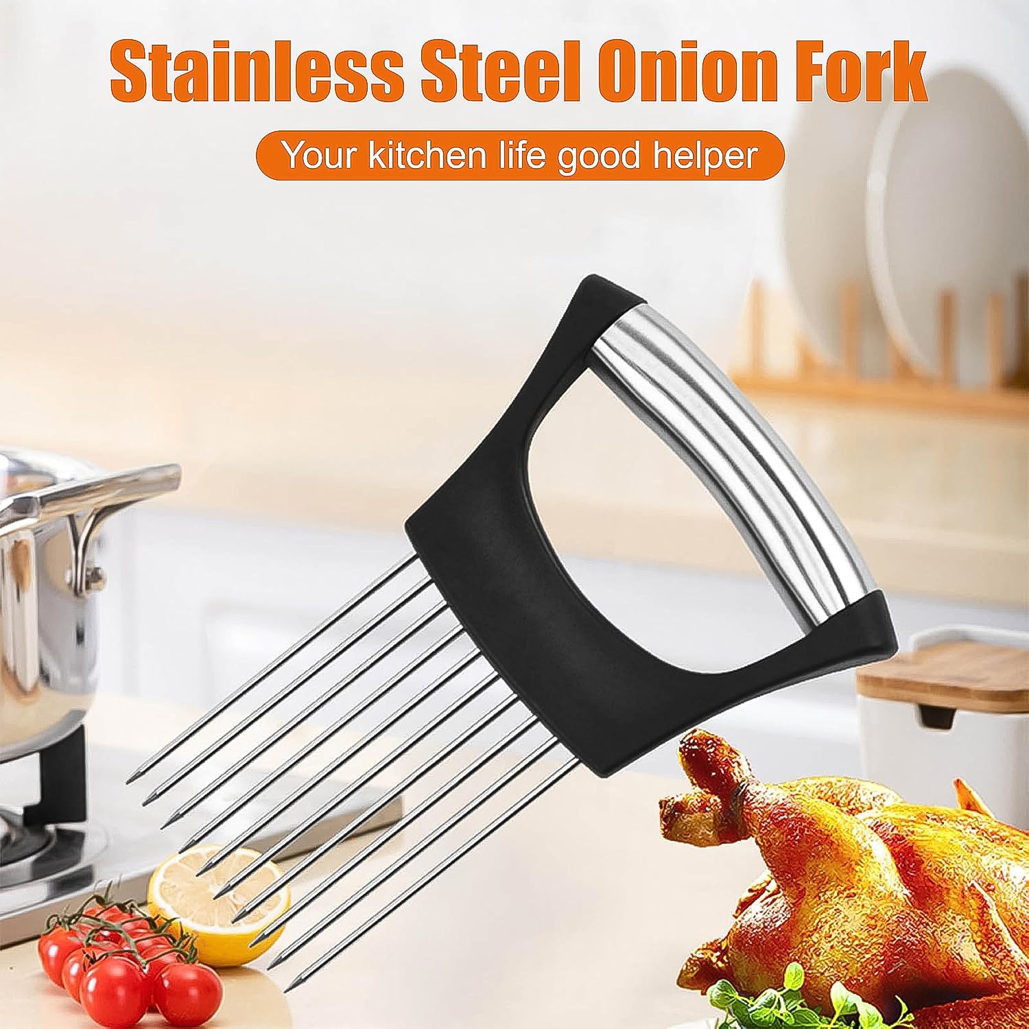 onion cutter vegetable slicer holder tool stainless steel 15 cm