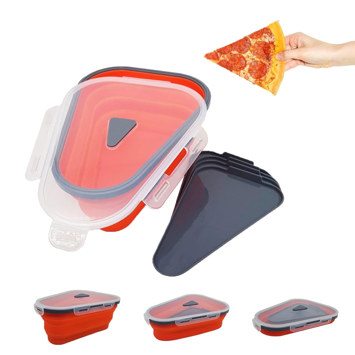 reusable pizza storage container with 5 microwavable trays silicone 27 cm
