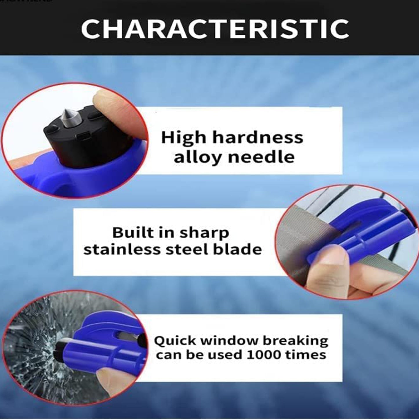 stainless steel emergency safety cutter with key chain for car pack of 1