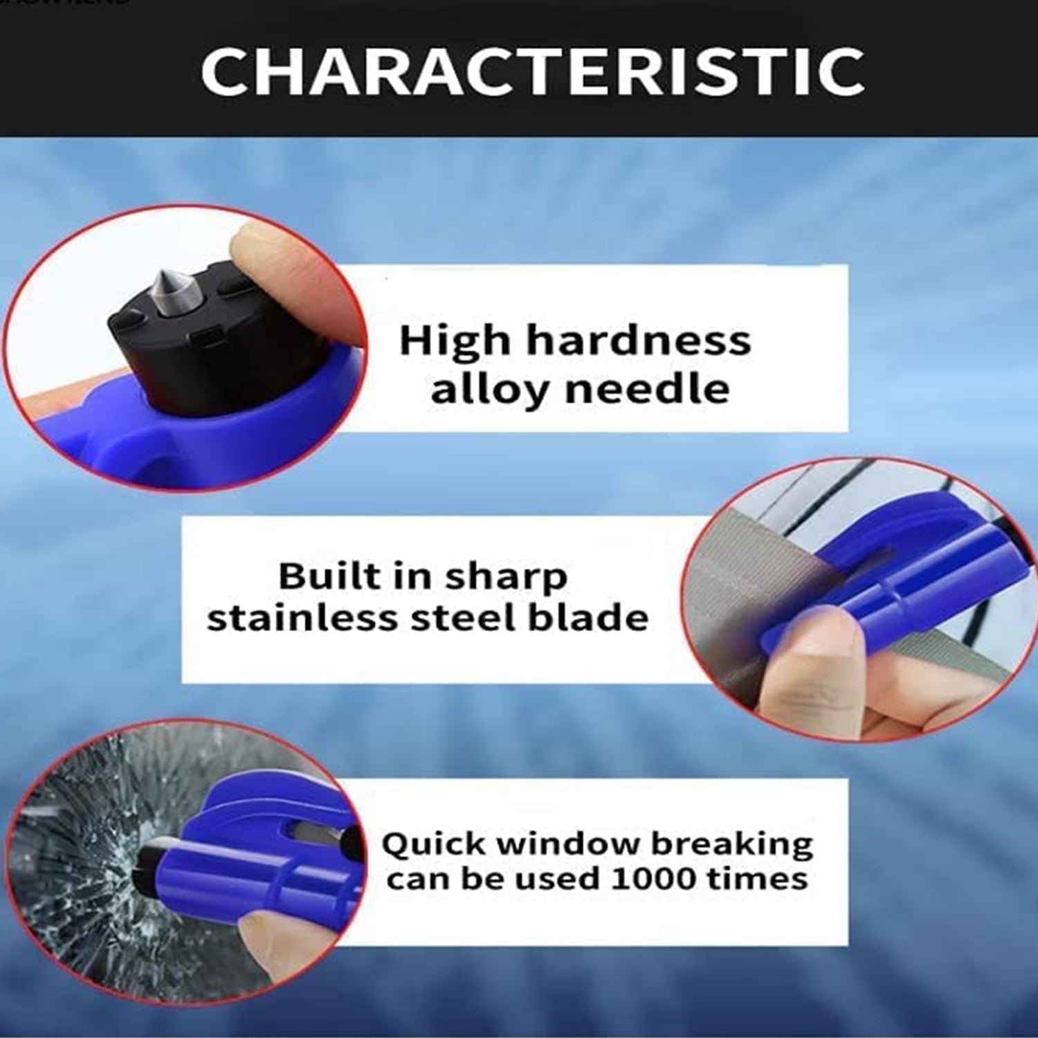 stainless steel emergency safety cutter with key chain for car pack of 1