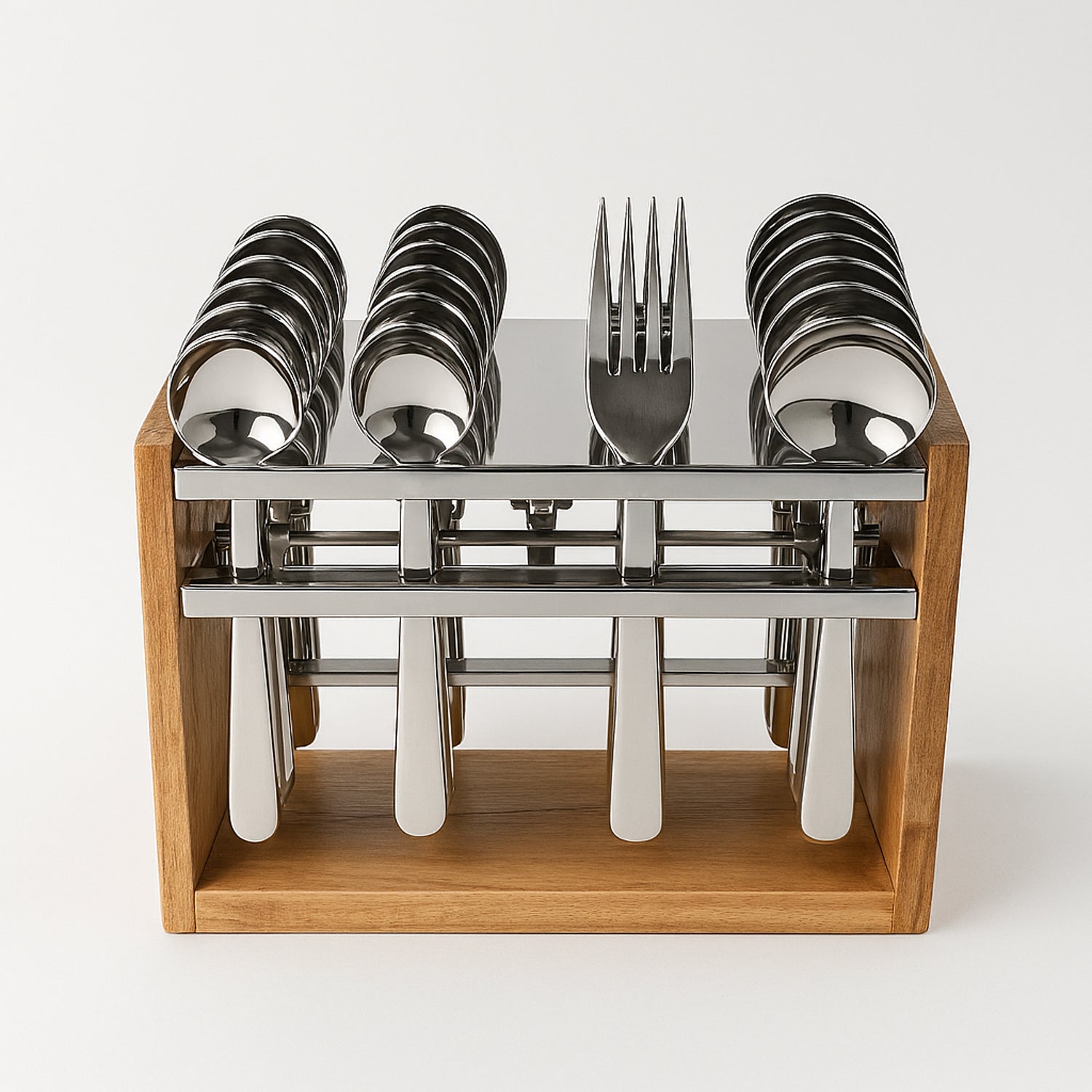 stainless steel cutlery set 24 pc with wooden stand