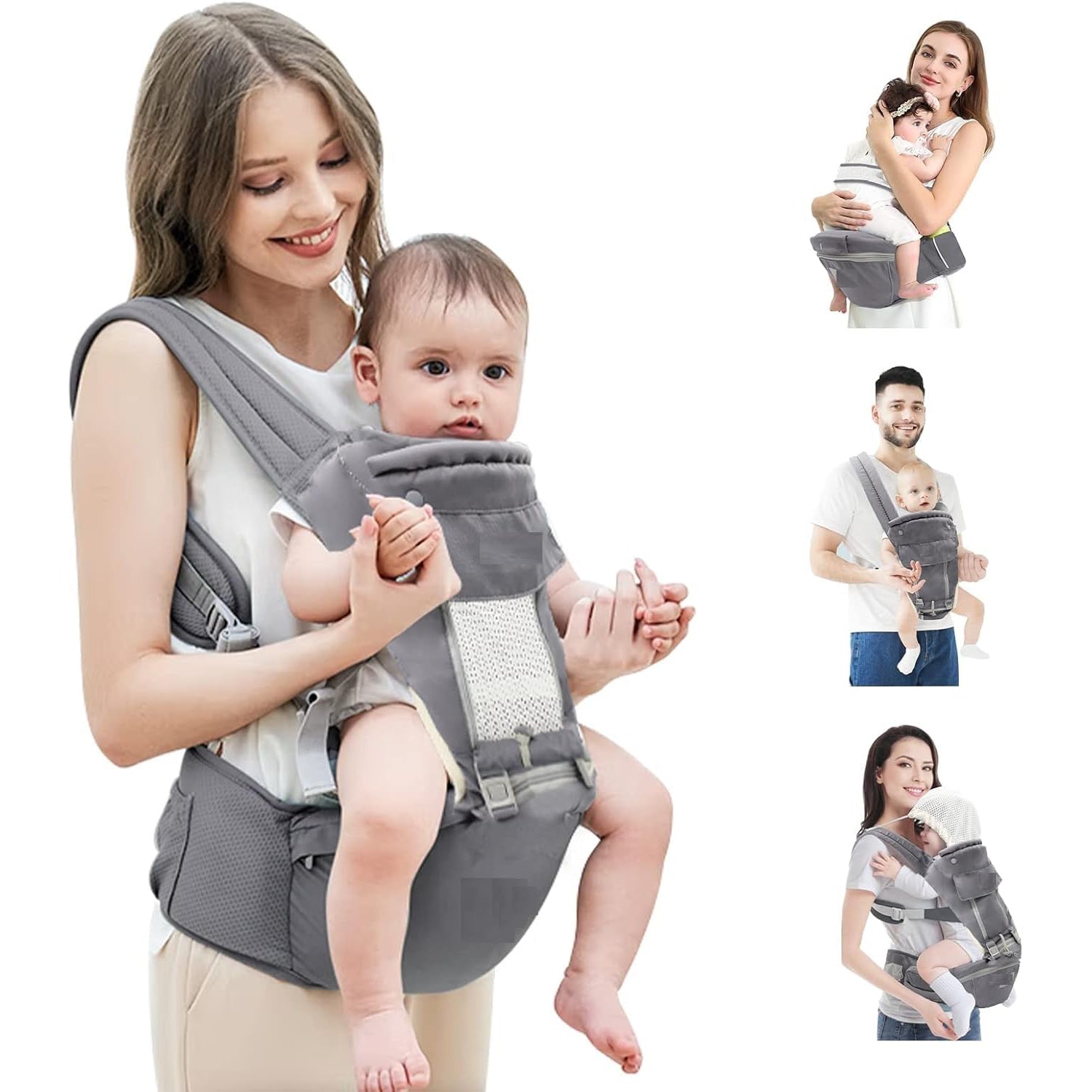 breathable ergonomic baby carrier bag with foam hip seat pack of 1