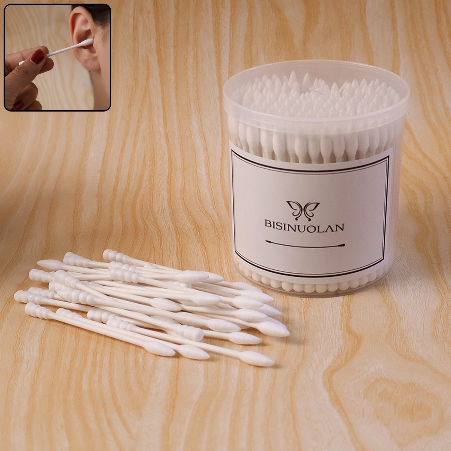 soft cotton ear buds set 200 pcs with storage jar