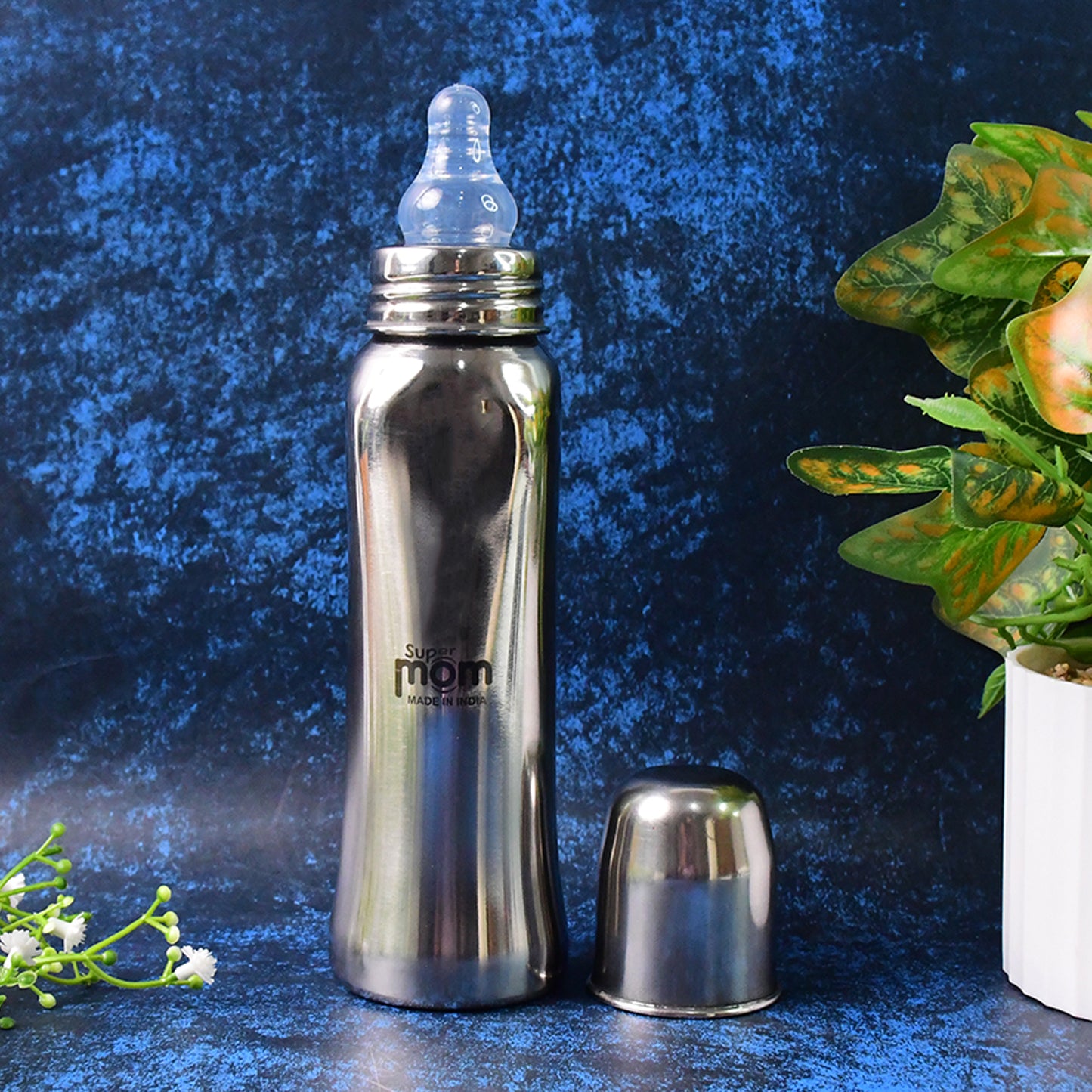 stainless steel feeding bottle 250ml with silicone nipple pack of 1