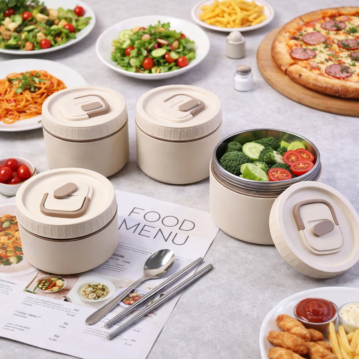 Bento Style Lunch Box Set With Multiple Containers  Carry Bag