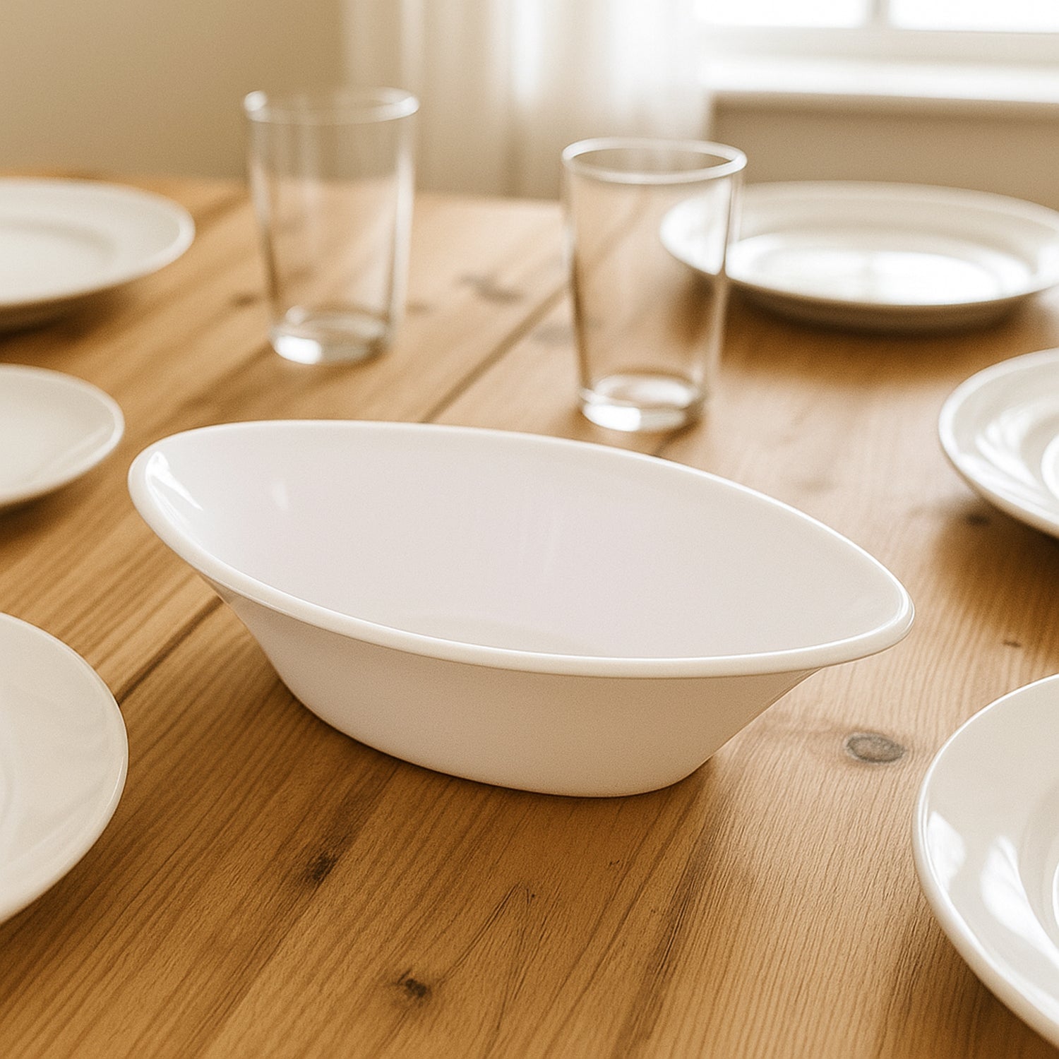 serving bowl 22 cm oval deep plastic white