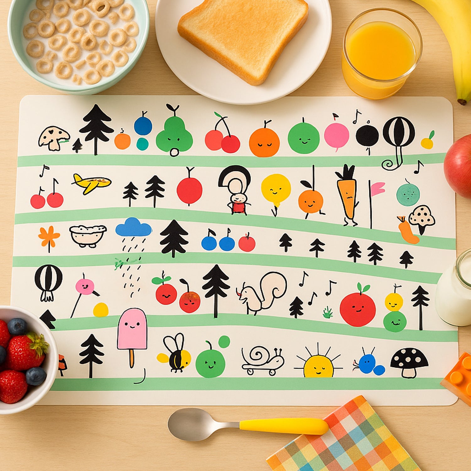 colorful cartoon printed dining table placemats 40x30 cm for kids