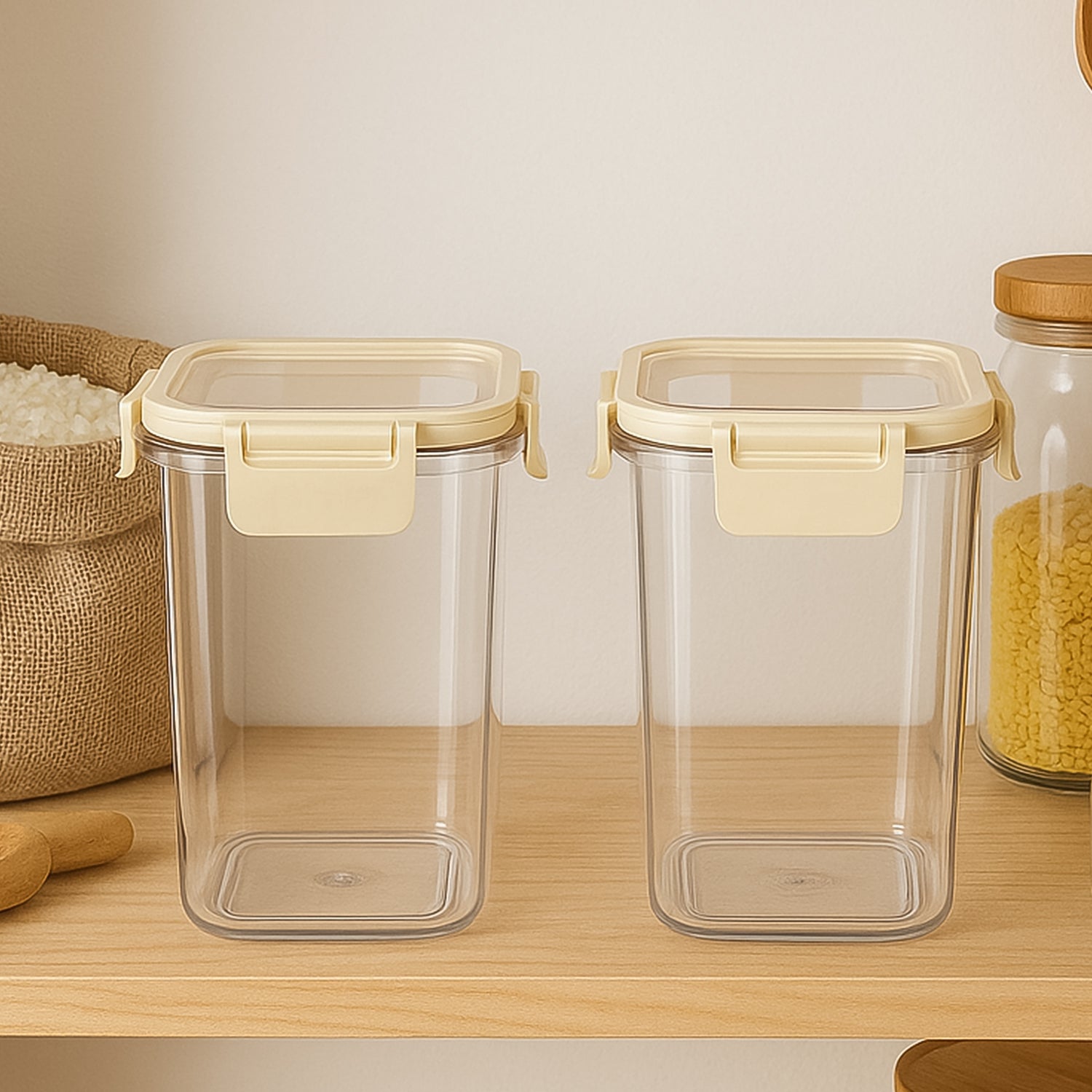 airtight kitchen storage container set 1400 ml plastic pack of 2