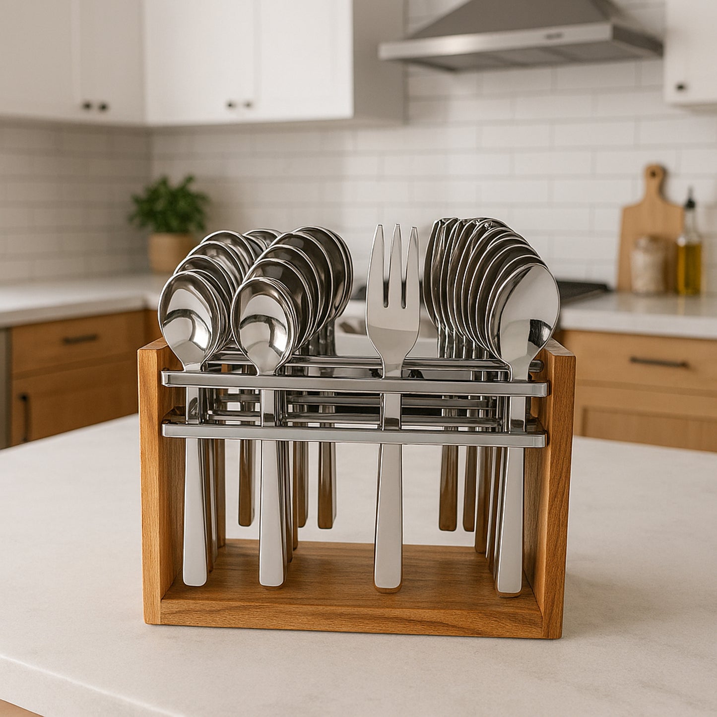 stainless steel cutlery set 24 pc with wooden stand