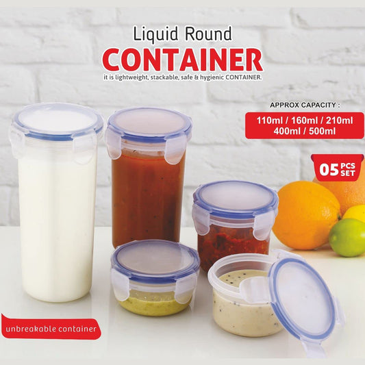 airtight plastic food storage containers with leak-proof lids 110 ml 160 ml 210 ml 400 ml 500 ml pack of 5