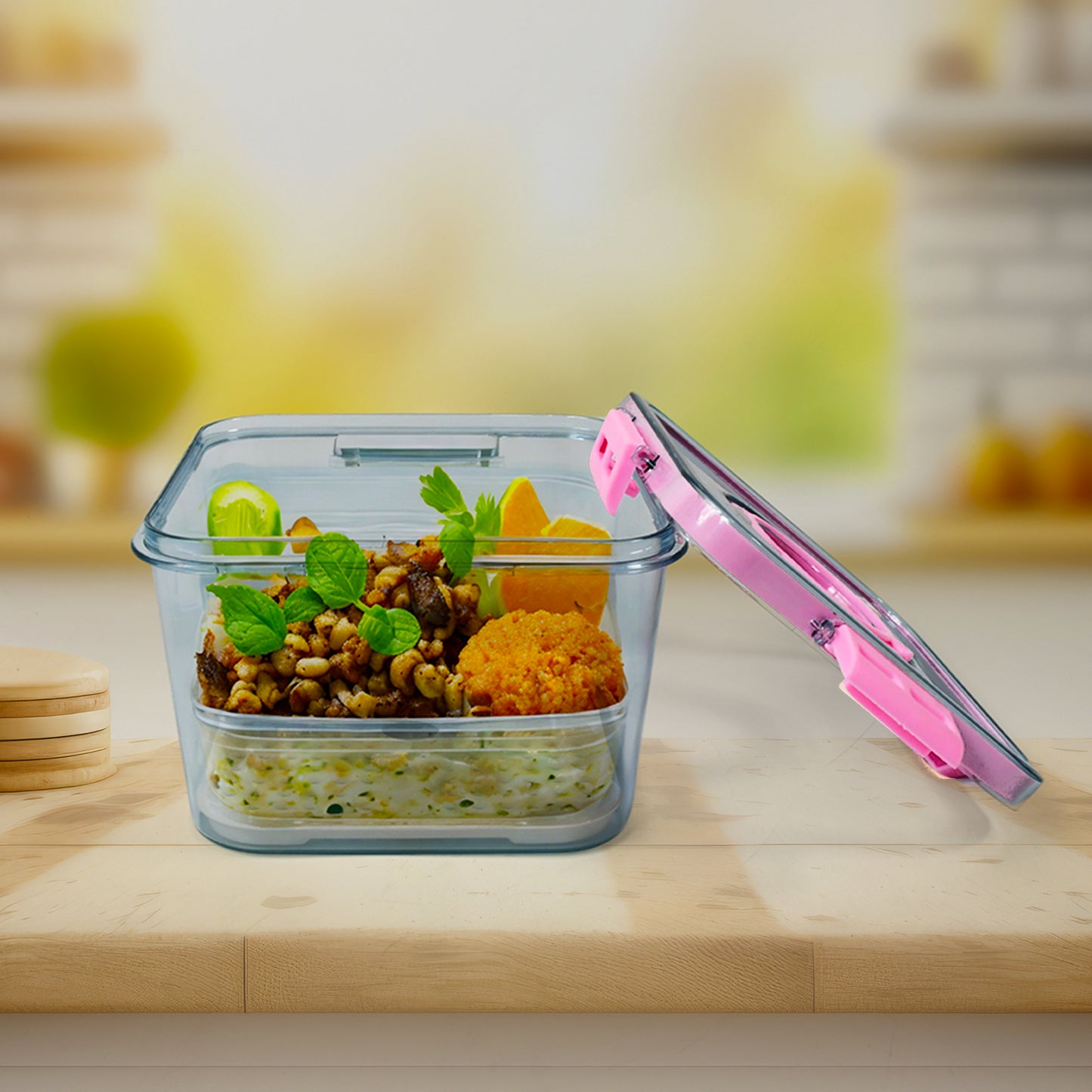 plastic food storage container with lid clear 1400 ml