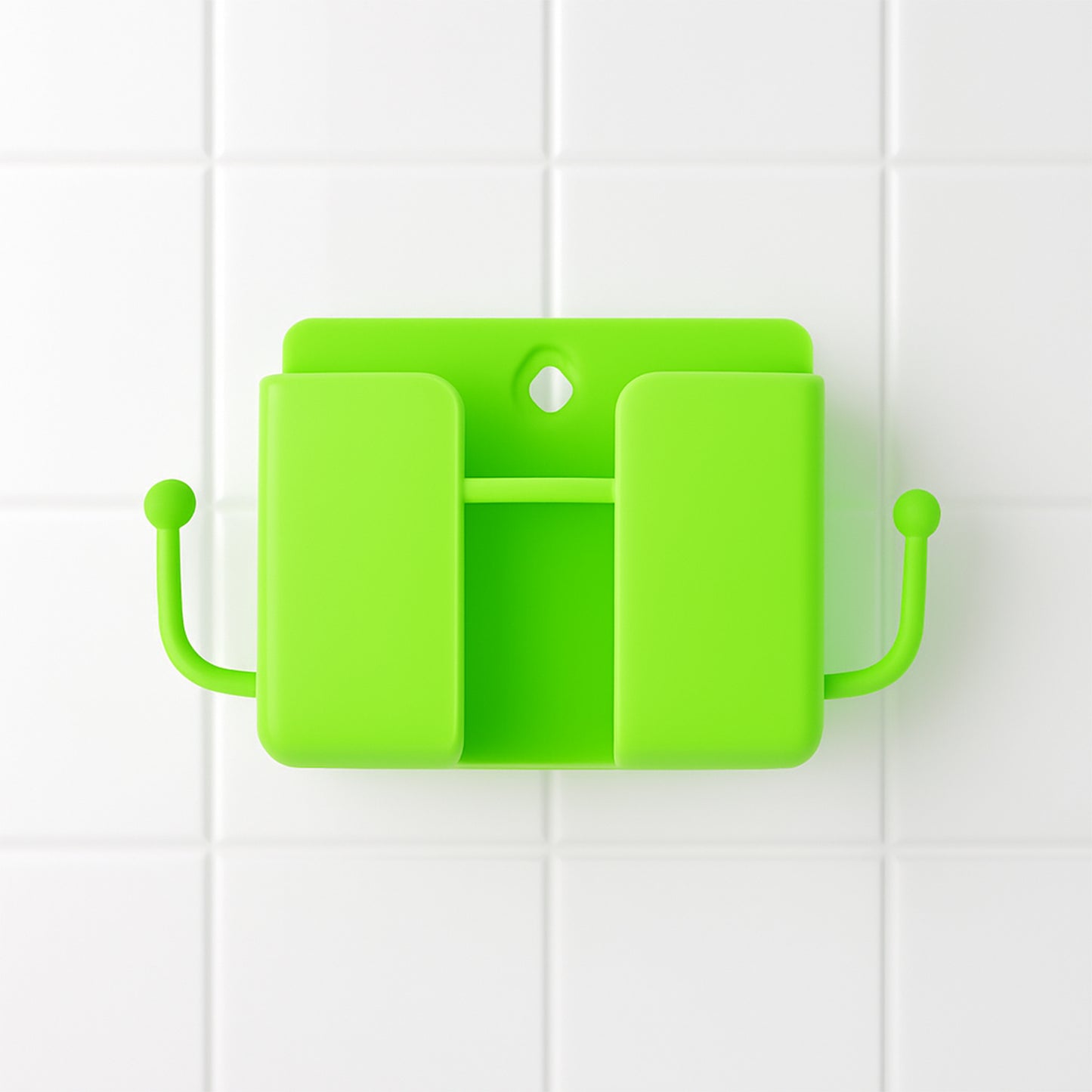 neon green plastic wallmount mobile stand with hook 14 cm pack of 1