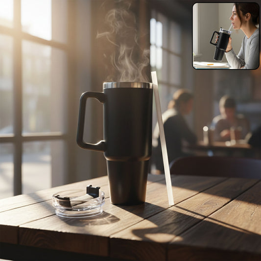 890 Ml Large Capacity Insulated Travel Mug Black Color (1 Pc)