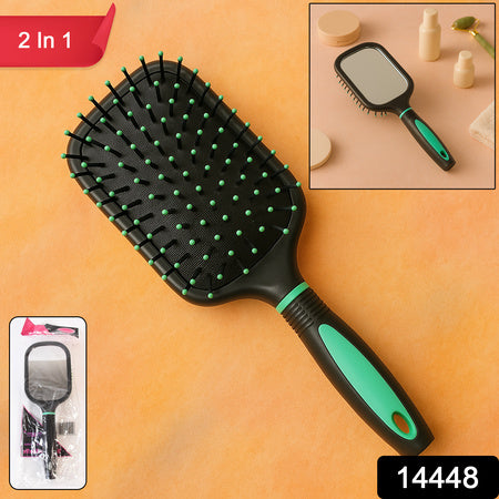 abs plastic 2-in-1 hair comb brush with mirror pack of 1
