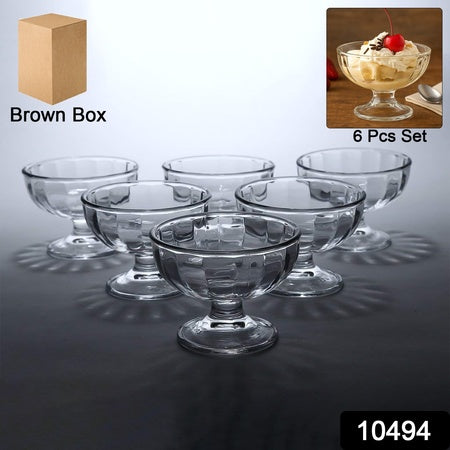 Premium Glass Ice Cream Dessert Bowl 6 Pc Set