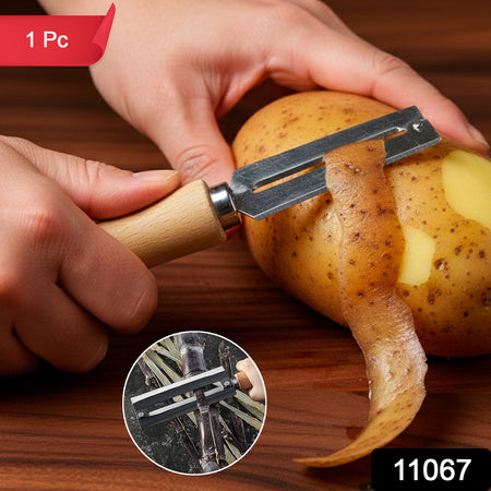 multipurpose stainless steel vegetable peeler 18 cm ergonomic wooden handle