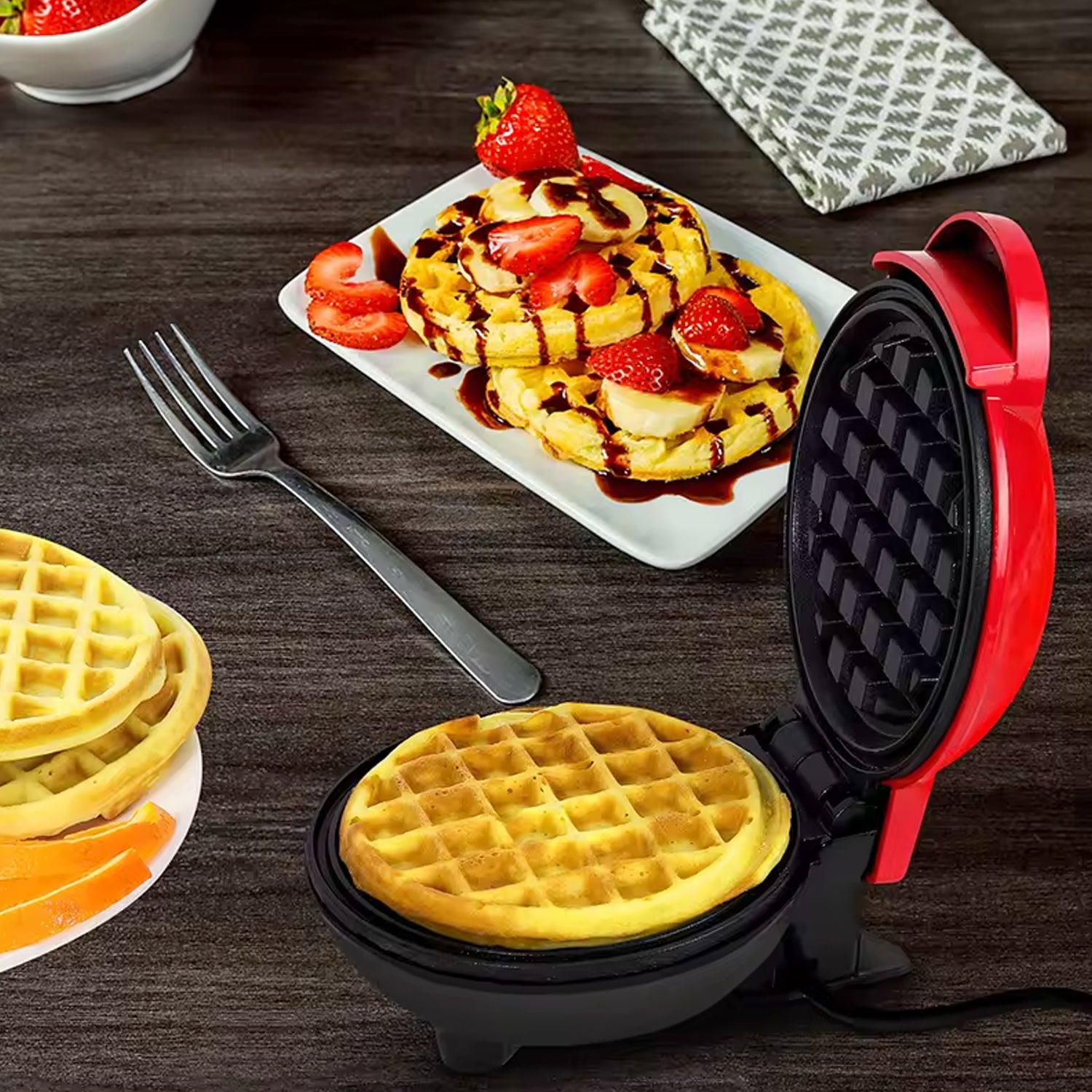 mini waffle maker 4 inch nonstick surface