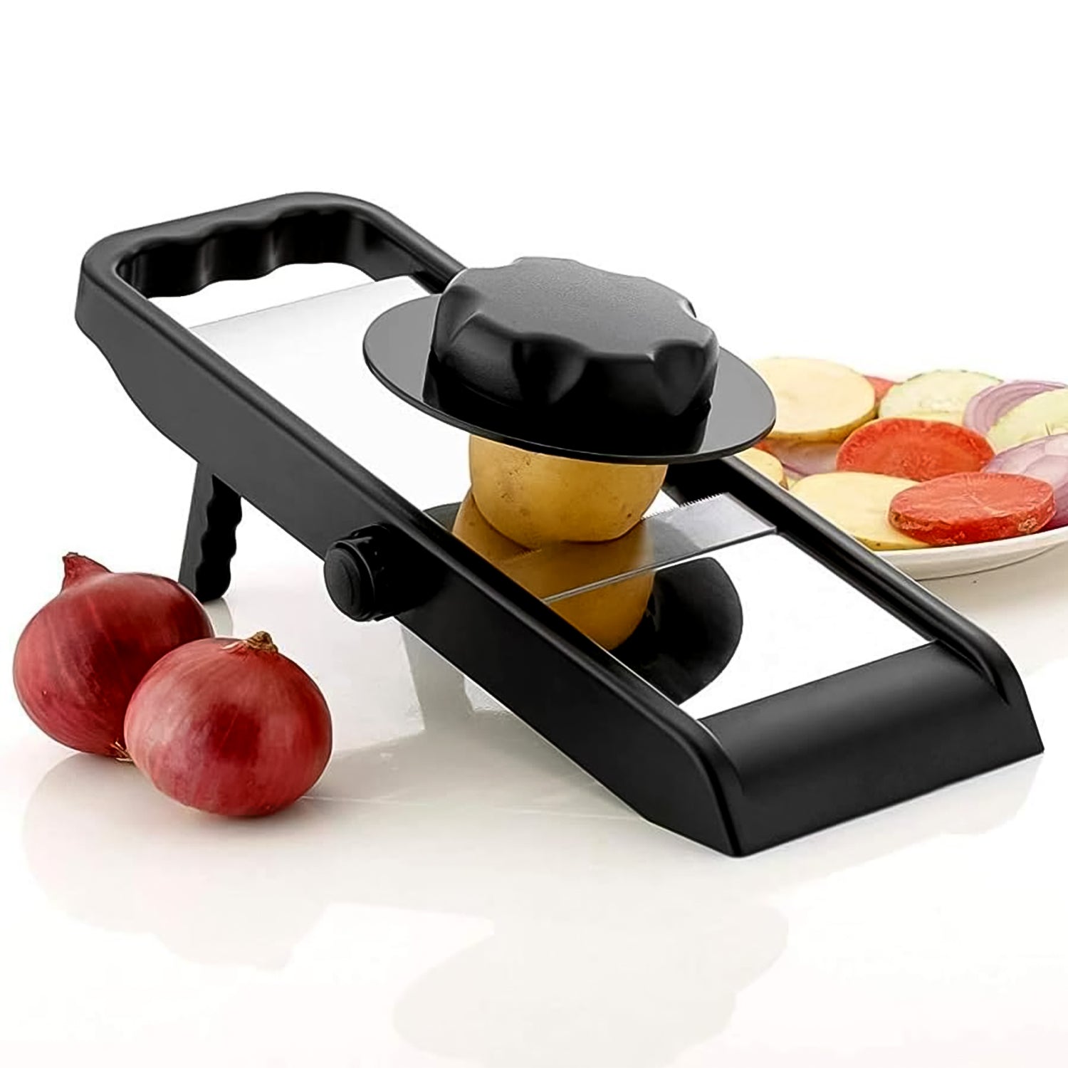 adjustable slicer for potato and onion stainless steel and plastic pack of 1