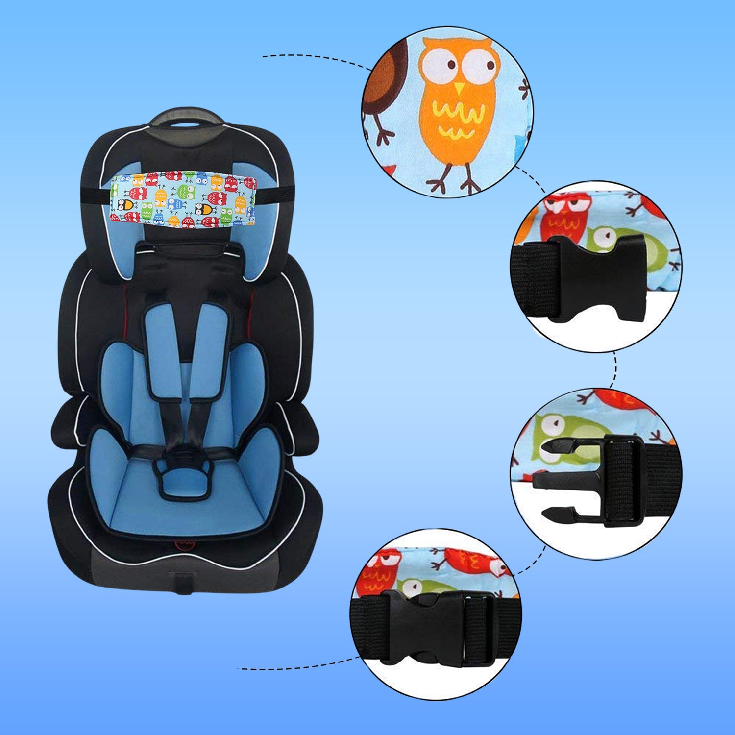 soft padded adjustable baby car seat head support strap pack of 1