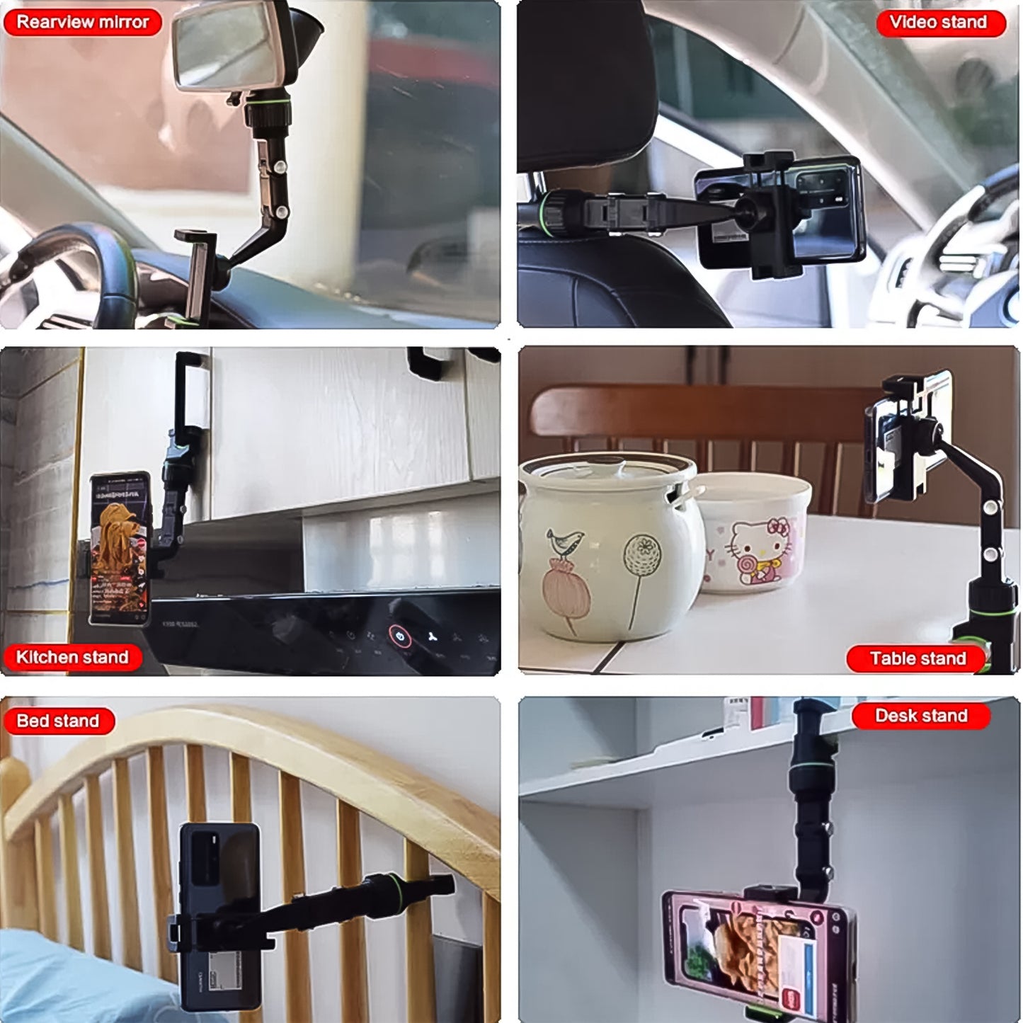 abs material multifunctional car rear view 360 degree rotatable mobile holder pack of 1